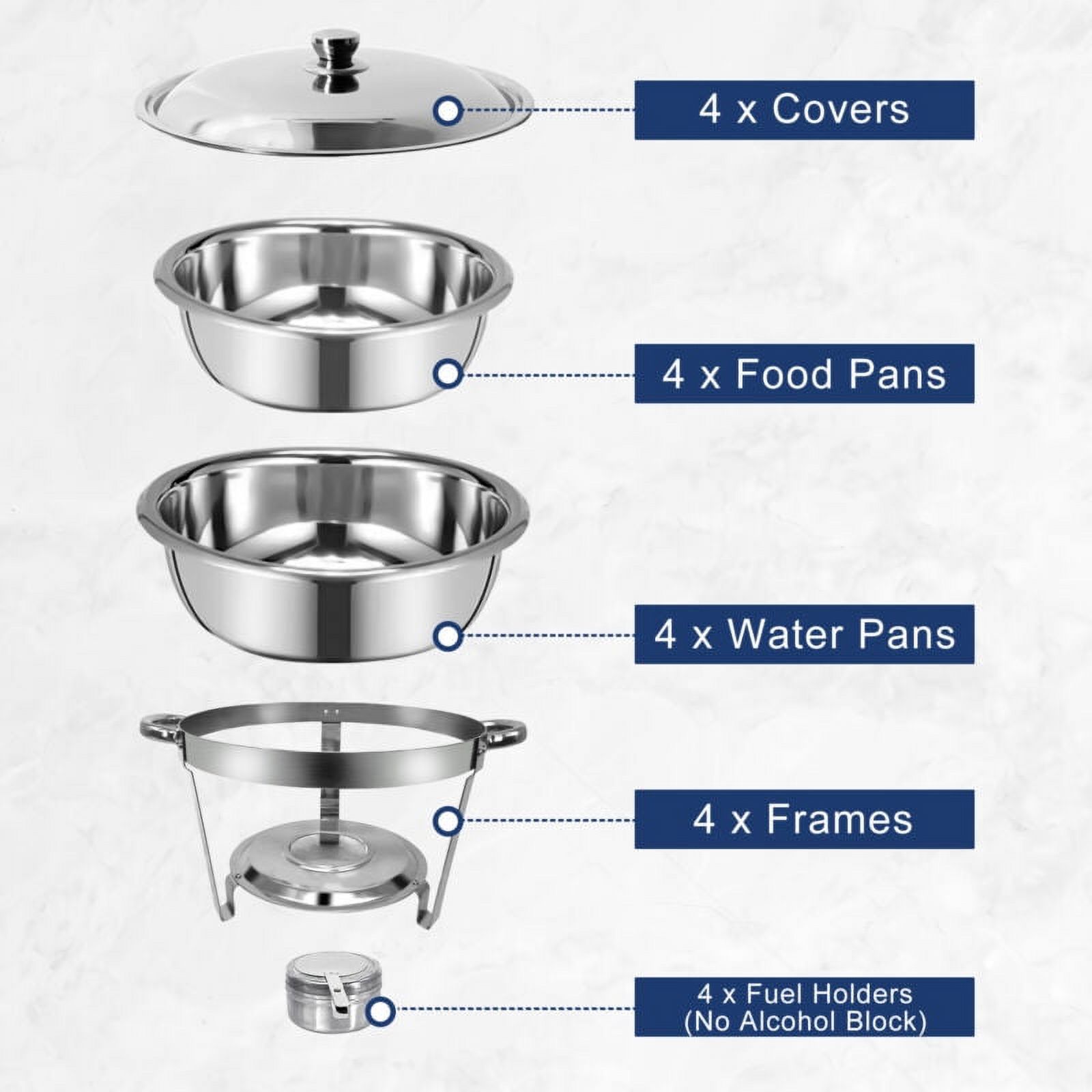 JSTUOKE Chafing Dish Set 9 Pack,5 Full Pan Rectangular 8QT +4 Round 5QTfor Catering Party Festival