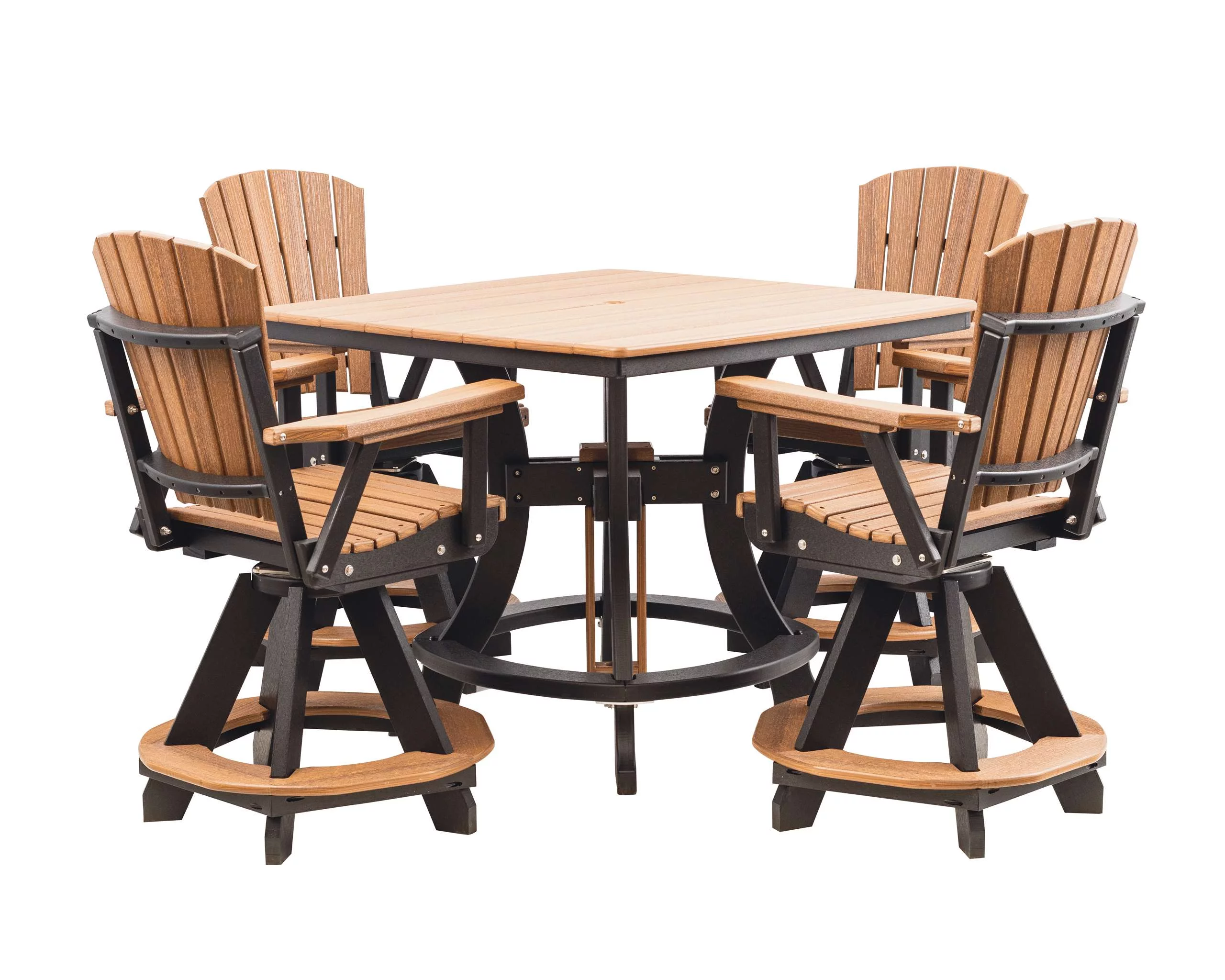 Grand Lake Amish Crafted 4 Person Poly Adirondack Counter Height Table Set, Antique Mahogany on Black