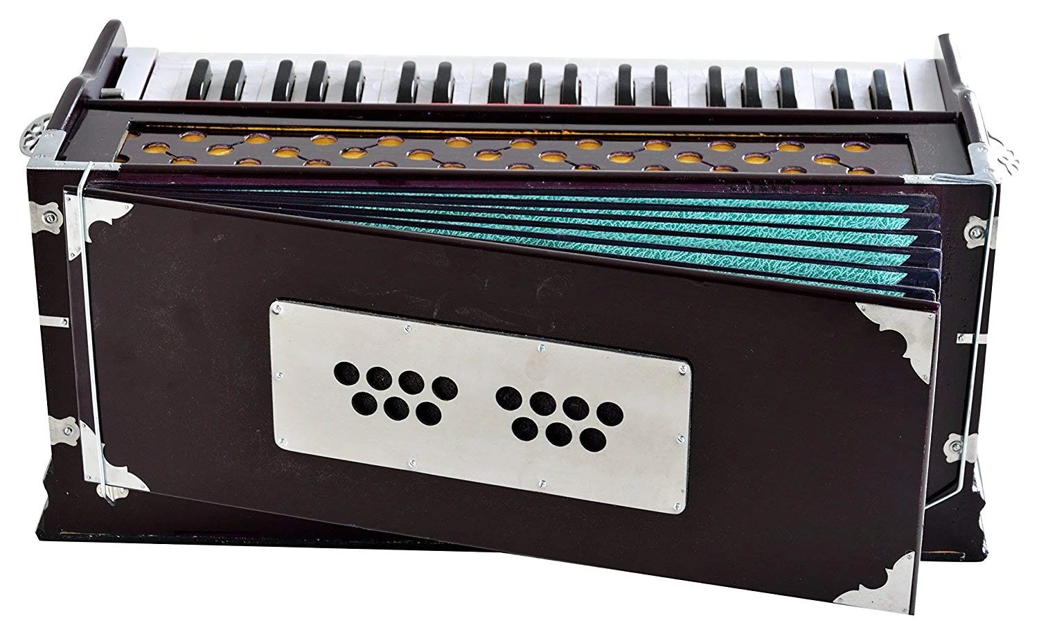 9 Stopper 42 Key 2 Reed 440 Tuned Total Wood Musical Instrument Harmonium (Brown)