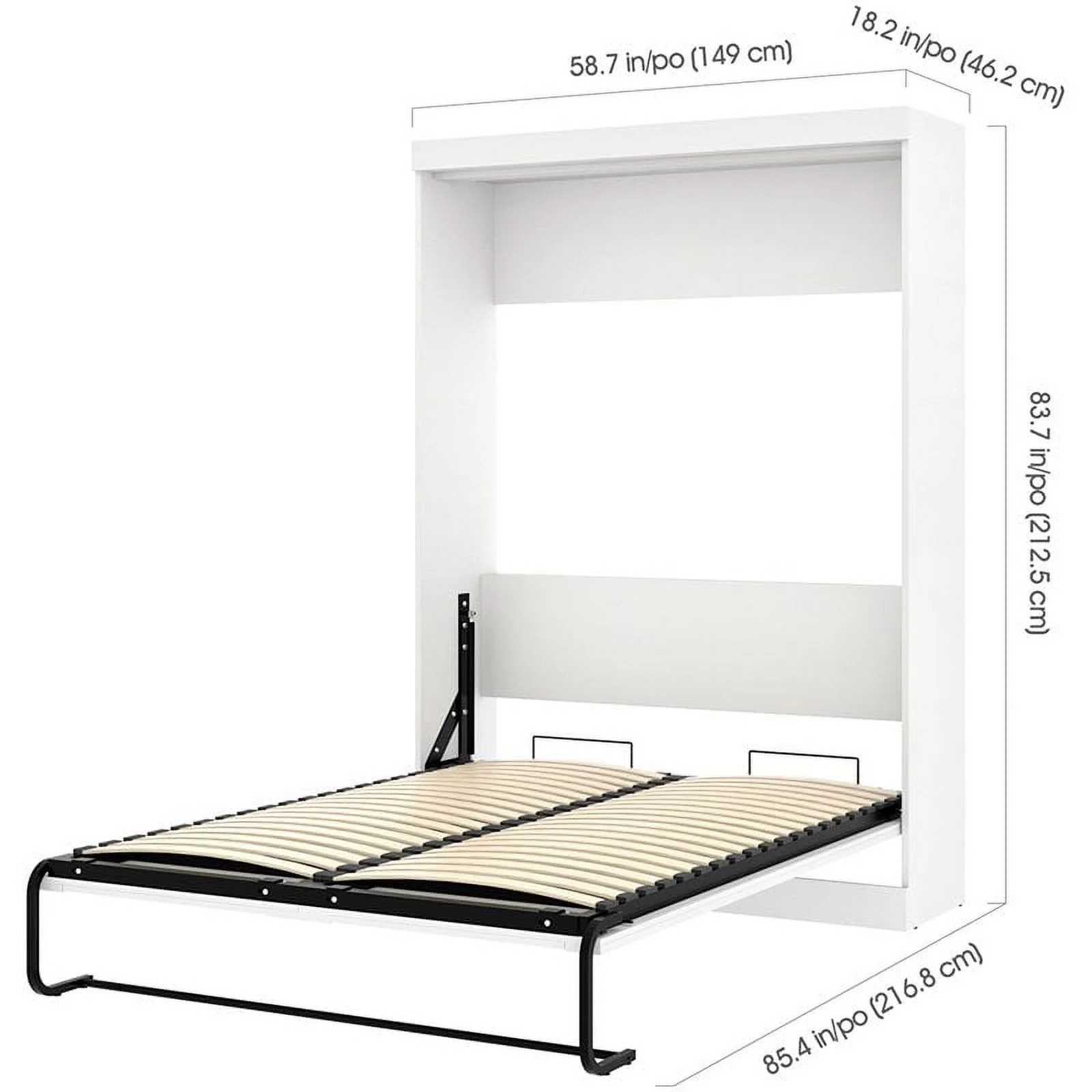 Atlin Designs 4 Piece Full Wall Bed Set in White and Gray