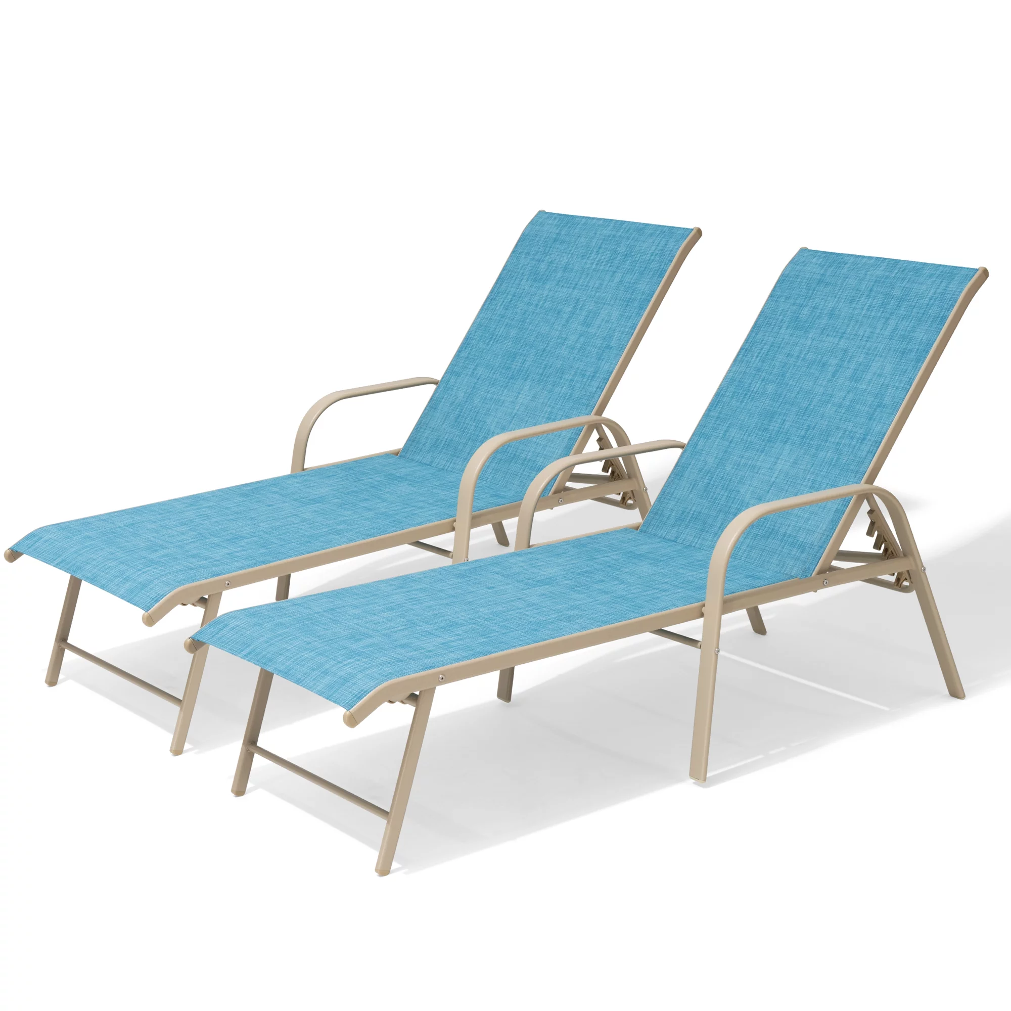 Pellebant Set of 2 Outdoor Chaise Lounge Chairs Aluminum Patio Folding Recliners ,Blue