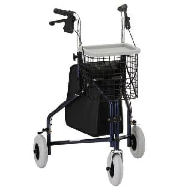 Nova 3 Wheel Walker For Seniors, Foldable, Rollator Walker With Three Wheels, Height Adjustable Handles< BLUE
