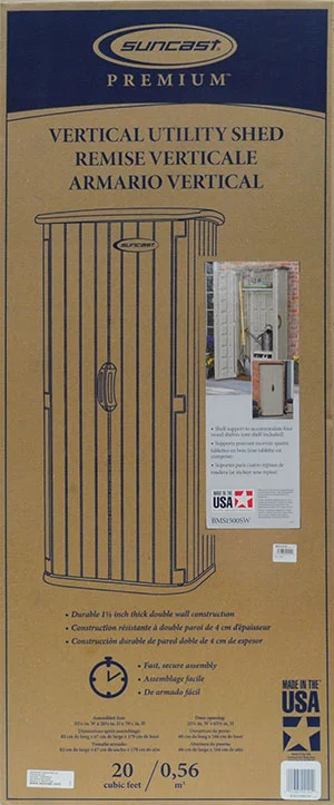 Suncast 20 cu. ft. Resin Vertical Utility Shed, Sand, BMS1500SW