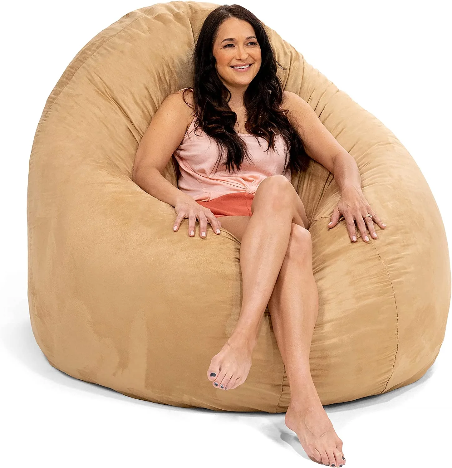 Jaxx 6 Foot Cocoon Large Bean Bag Chair for Adults, Camel