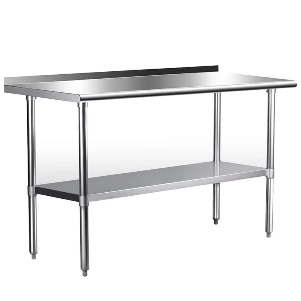 NSF Stainless Steel Commercial Kitchen Prep & Work Table w/Backsplash, Sboly Heavy Duty Prep Table with Undershelf and Galvanized Legs for Restaurant, Home and Hotel, 24 x 48