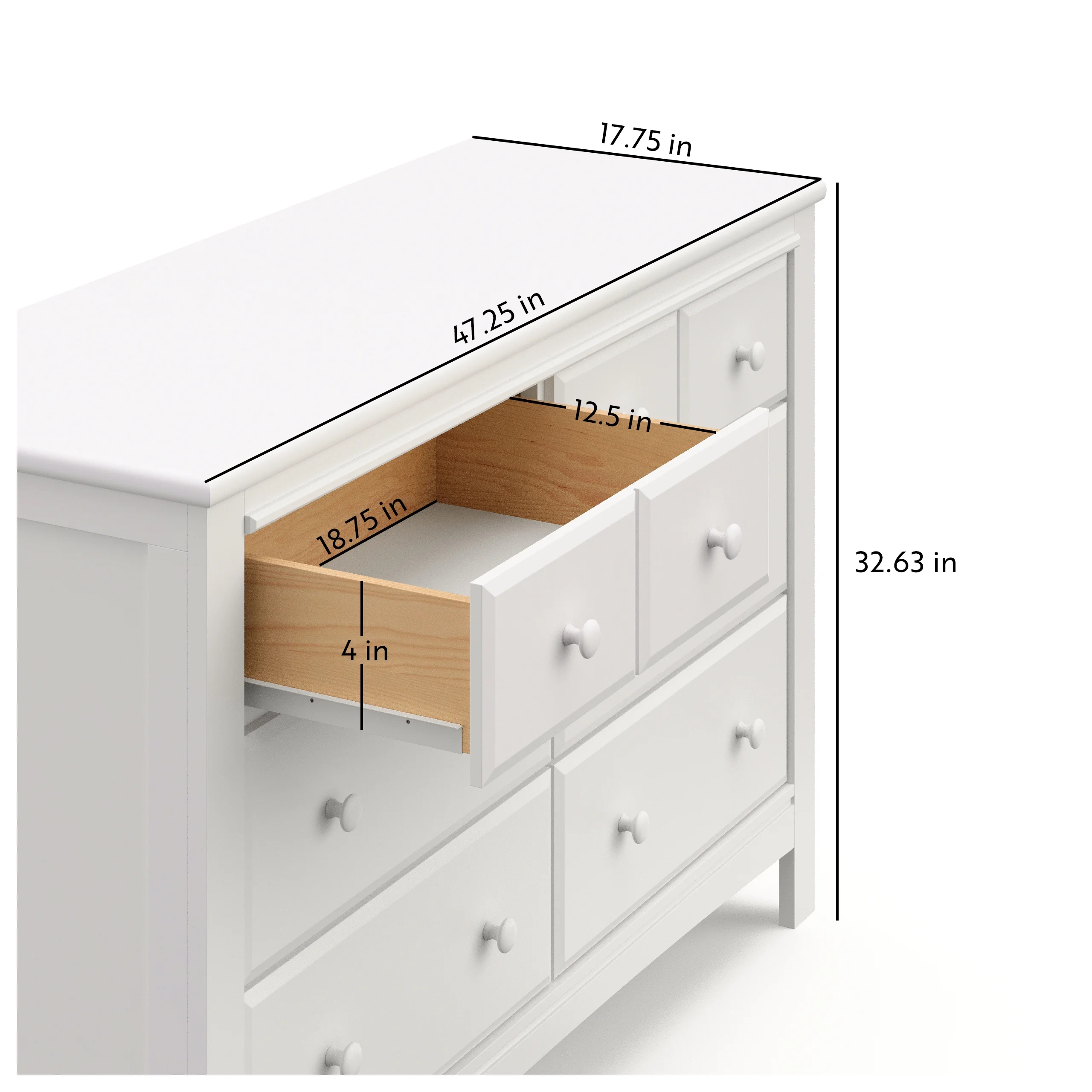 Graco Benton 6-Drawer Double Dresser, White