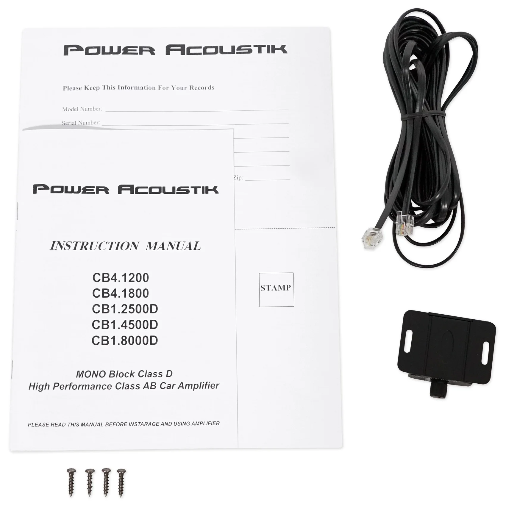 Power Acoustik CB1-8000D 4000 Watt RMS Mono Amplifier Car Audio Class D+Amp Kit