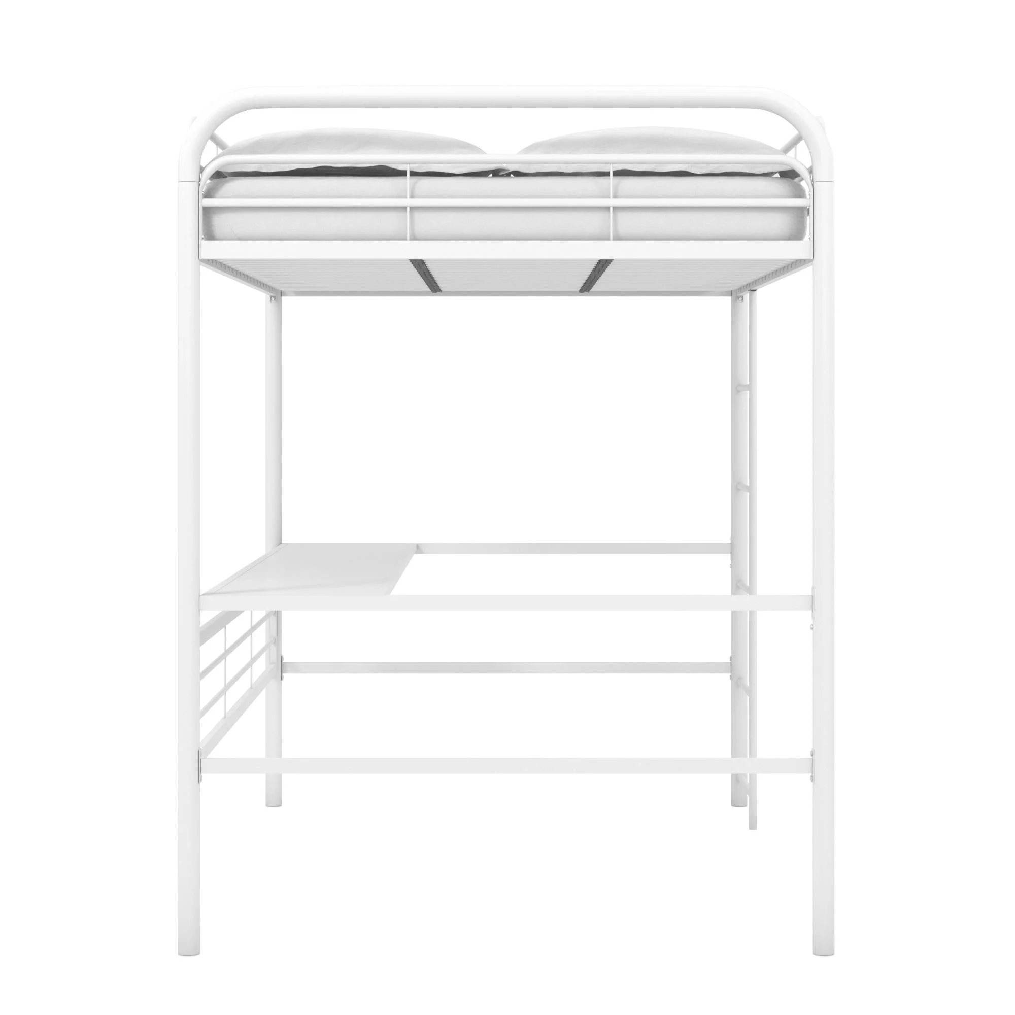 DHP Shawn Full Metal Loft Bed with Desk, Off White/Off White