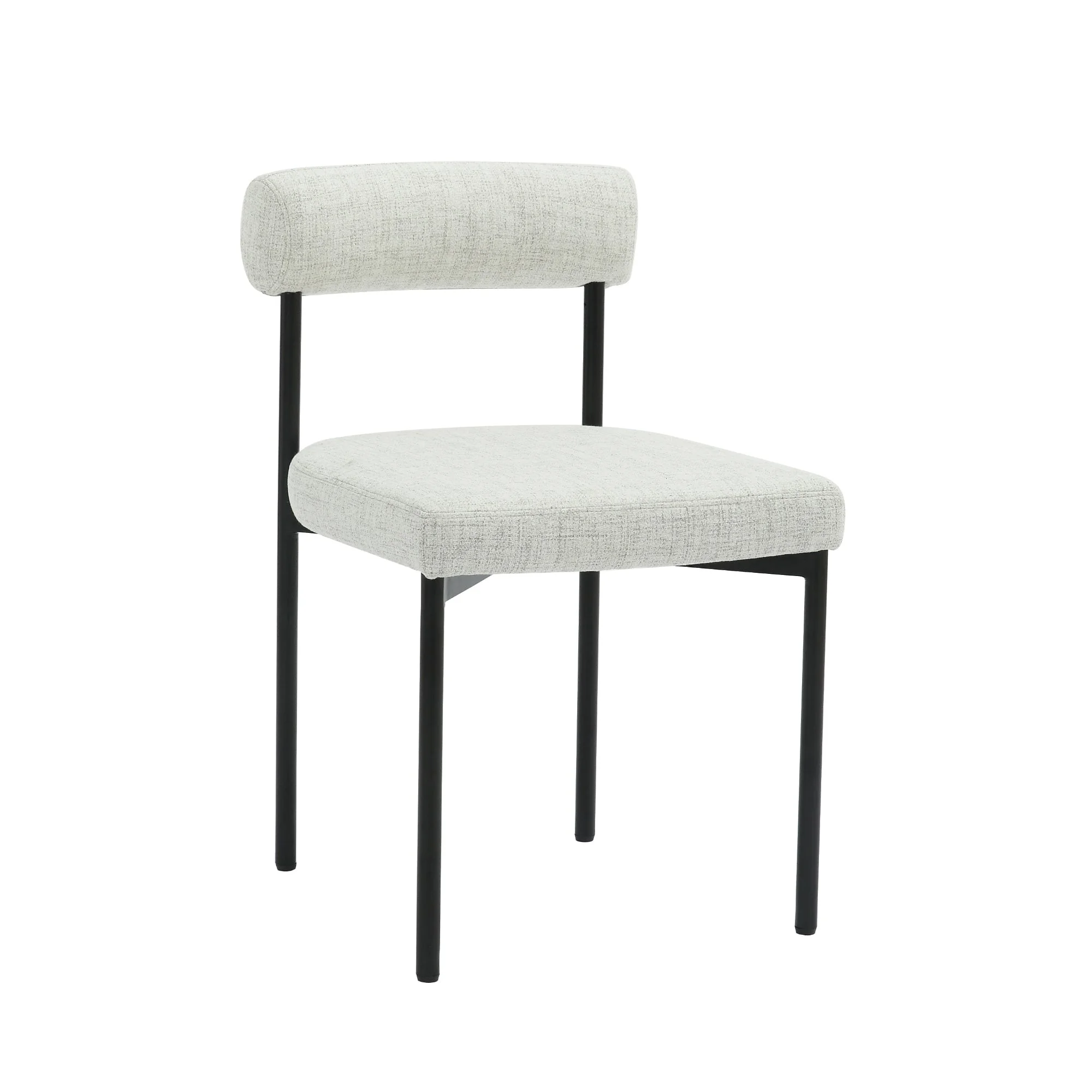 Nathan James Dahlia Modern Kitchen and Dining Chair with Metal Legs and Padded Cushion Upholstery, Light Gray/Black