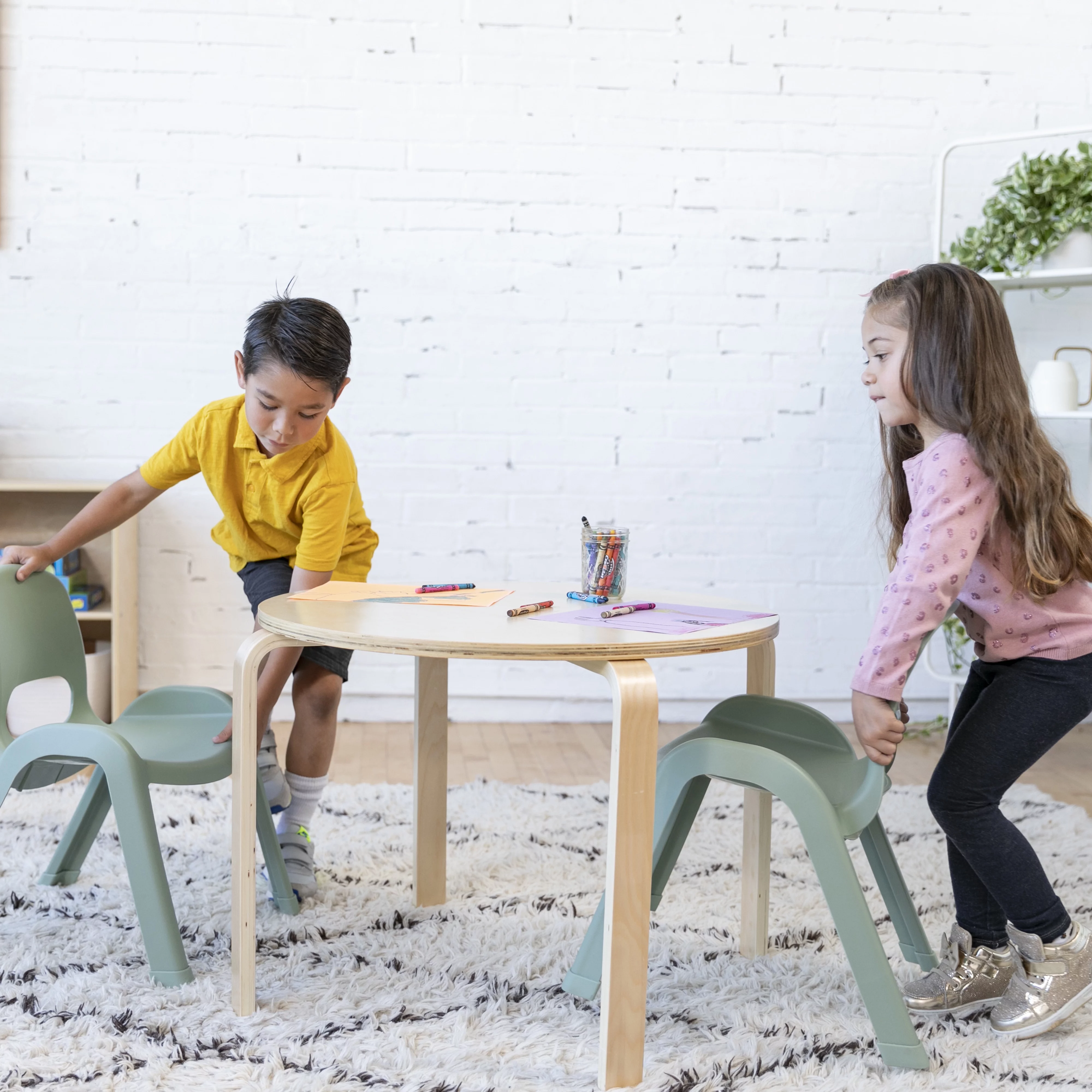 ECR4Kids SitRight Chair, Classroom Seating, Sage, 4-Pack