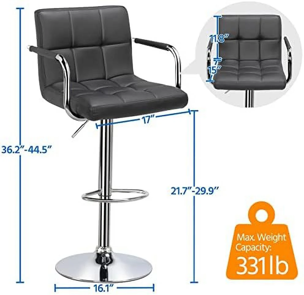 TJUNBOLIFE Tall  Stools  Modern Square PU Leather Adjustable BarStools Counter Height Stools with Arms and Back  Chairs ° Swivel Stool  Beige