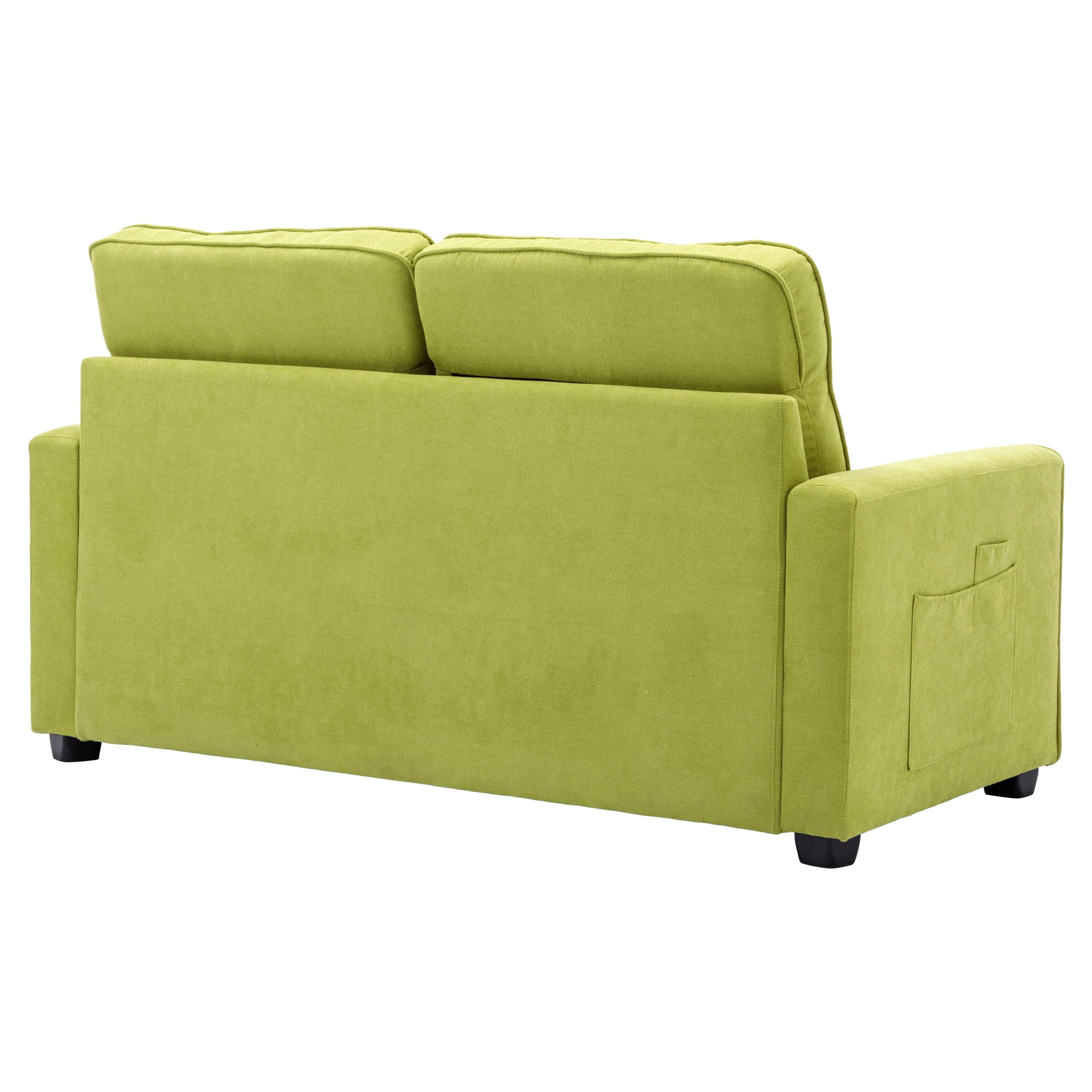 Churanty Convertible Sofa Bed Pull Out Sleeper Loveseat Sofa Chenille Upholstered Couch with Side Pockets for Small Space,Green