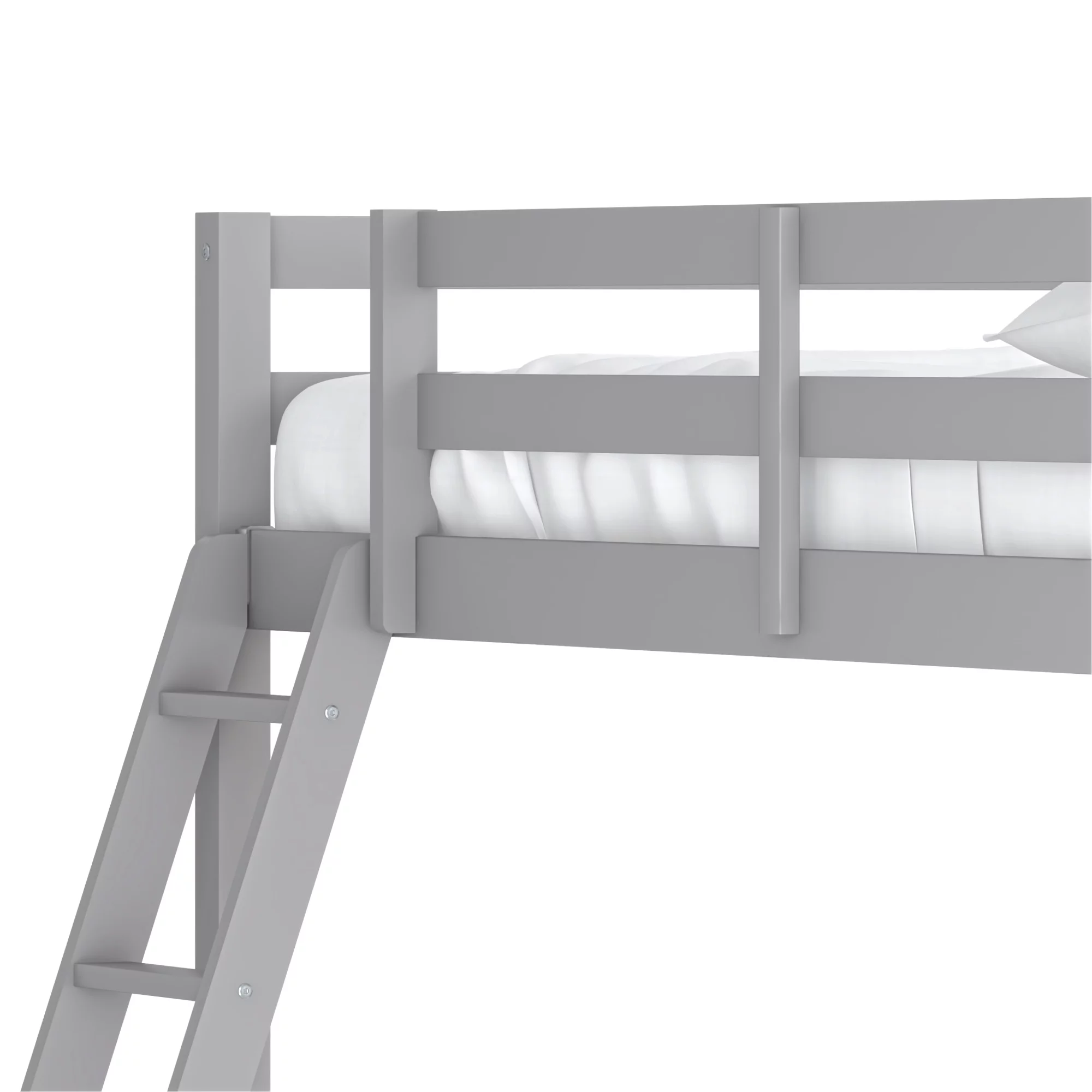Hillsdale Campbell Wood Full Loft Bunk Bed with Ladder, up to 350 lbs Capacity, Gray