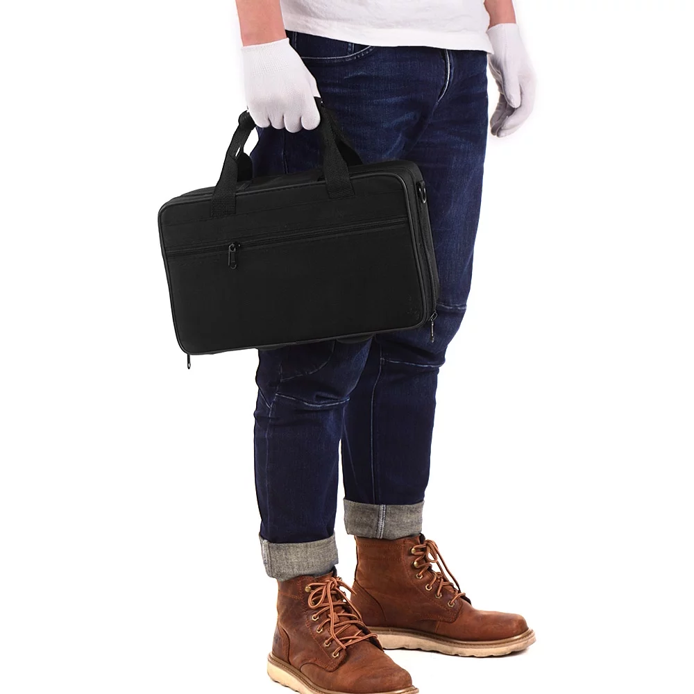 Muslady Mini Pocket Trumpet Bb Flat Brass Material Wind Instrument with Mouthpiece Gloves Cleaning Cloth Carrying Case