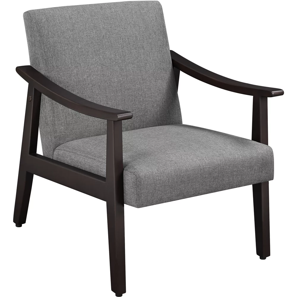Alden Design Mid-Century Modern Accent Chair with Wooden Frame, Dark Gray Fabric