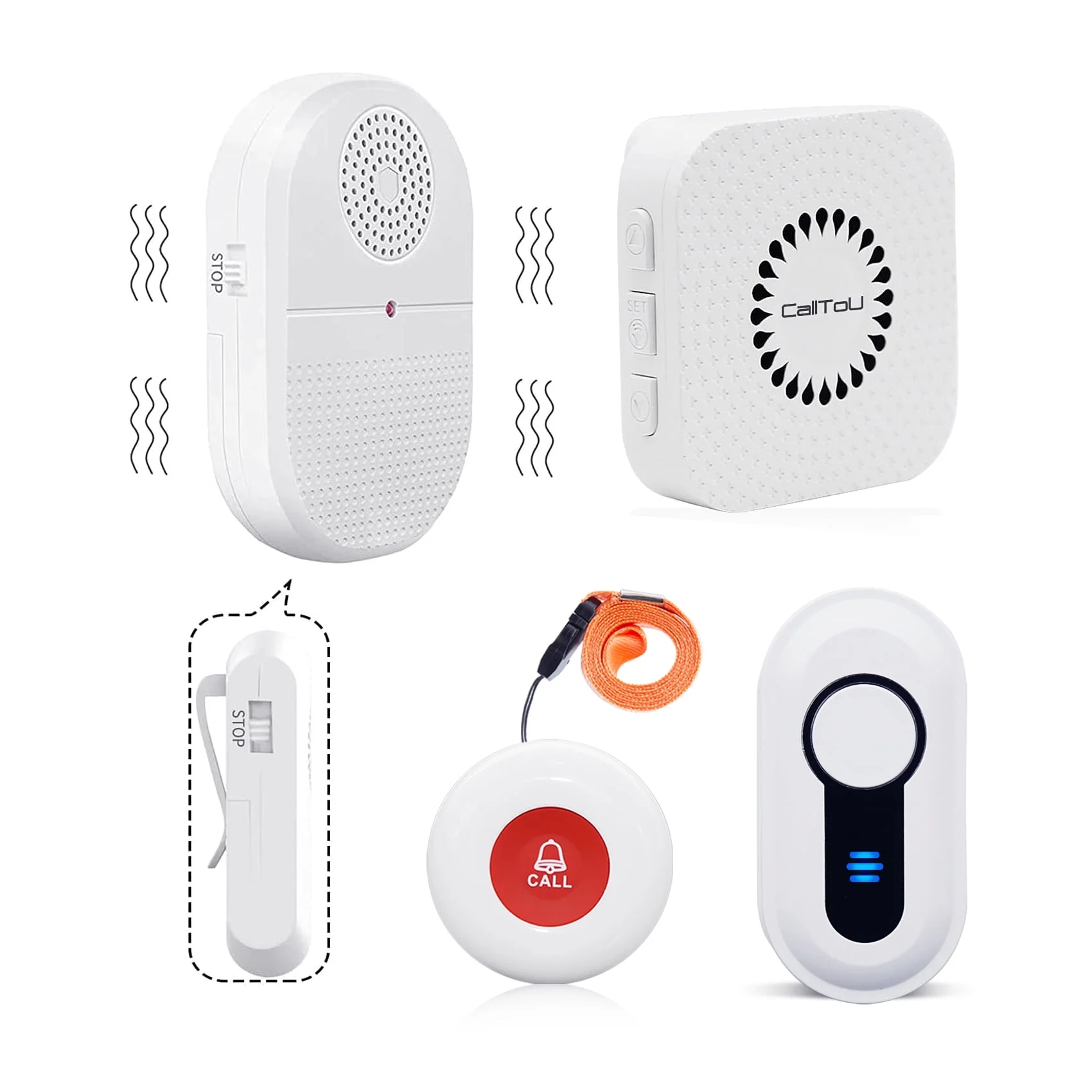 CallToU Caregiver Pager Call Button Vibration Pager System Alert Device Waterproof Call Bell Elderly Nurse Alert Button,for Home Elderly Disabled Patient Seniors