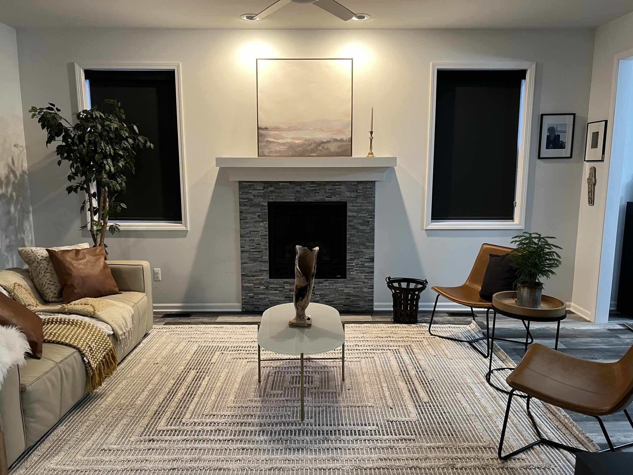 Hauteloom Lunao Farmhouse Living Room Bedroom Moroccan Square Pattern Abstract Area Rug - Soft Shaggy High Low Carpet - High Pile - Bohemian, Boho - Gray, Brown, Beige, Cream - 7'10