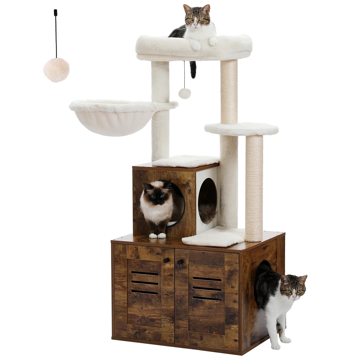 ZephyPaws Cat Tree with Litter Box Enclosure, 50