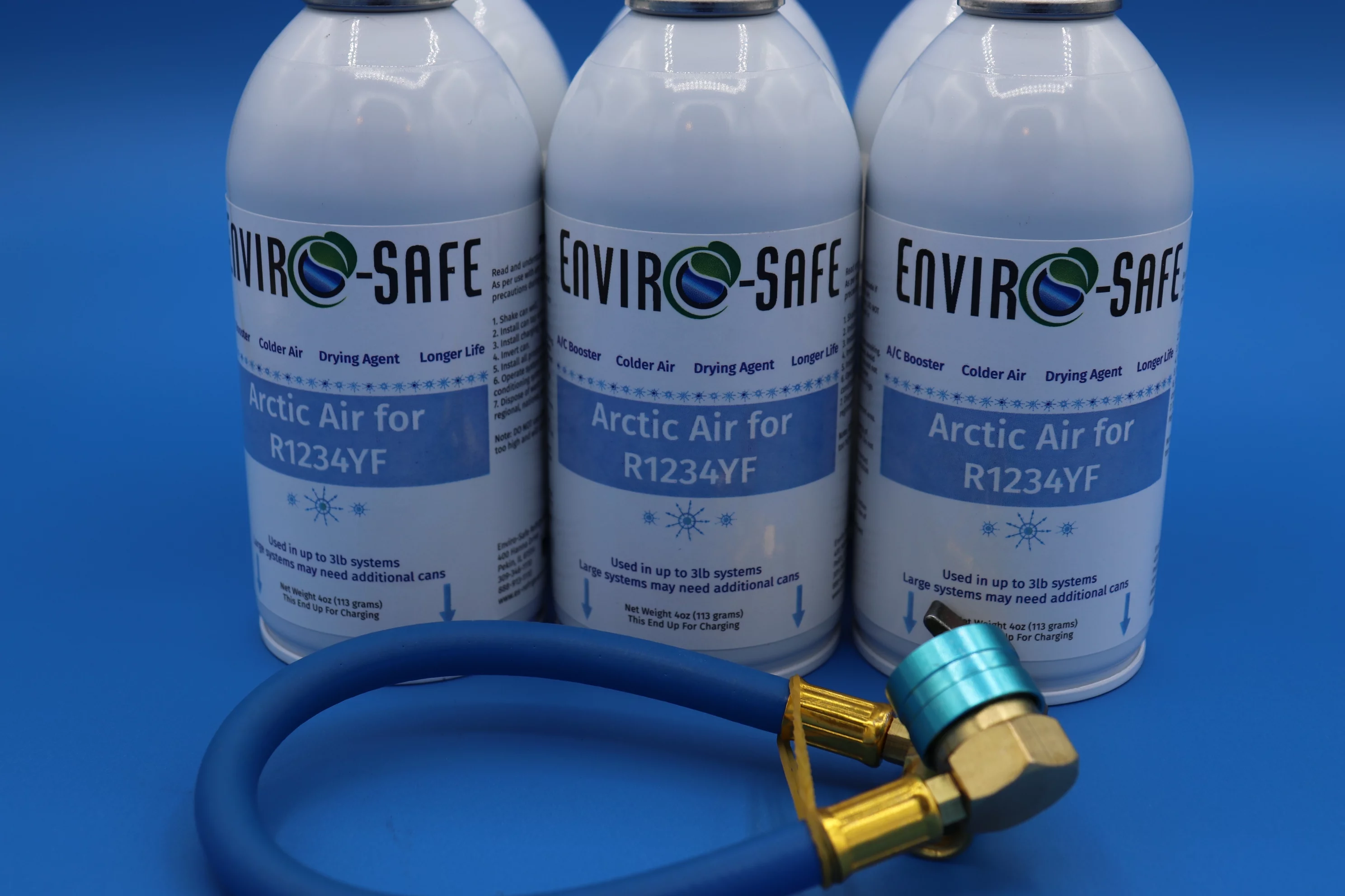 Arctic Air for R1234yf for Automotive Air Conditioning Systems, 6 Cans and Brass Hose, R-1234yf, R1234