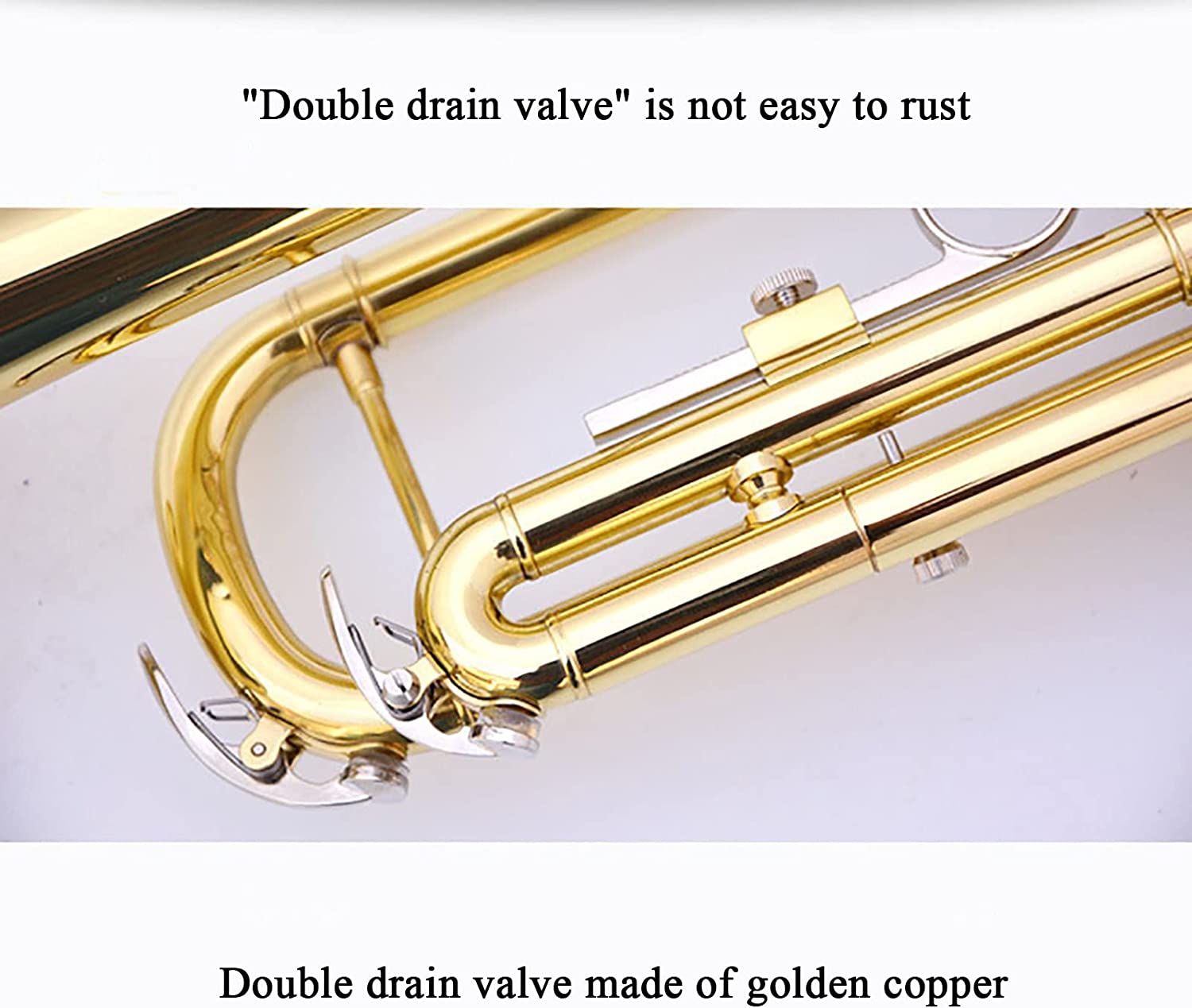 Bb Standard Trumpet Set for Beginner, Brass Student Trumpet Instrument with Hard Case, Cleaning Kit (B)