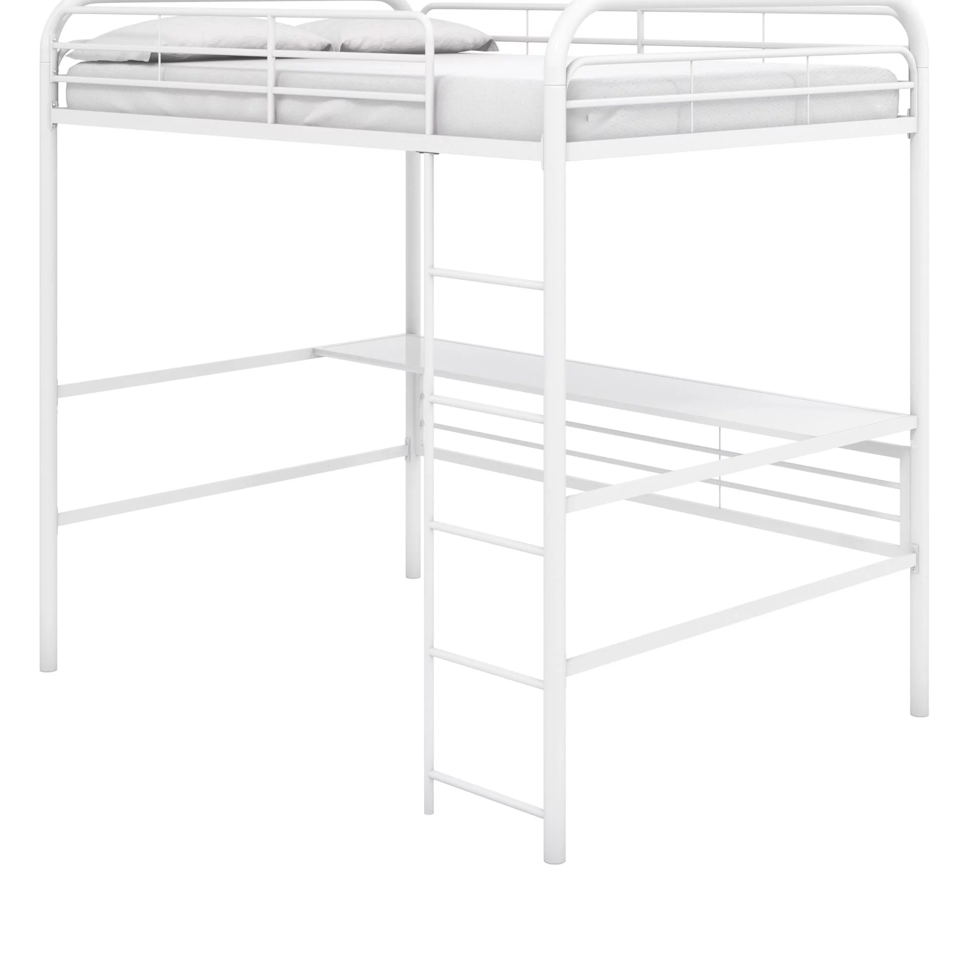 DHP Shawn Full Metal Loft Bed with Desk, Off White/Off White