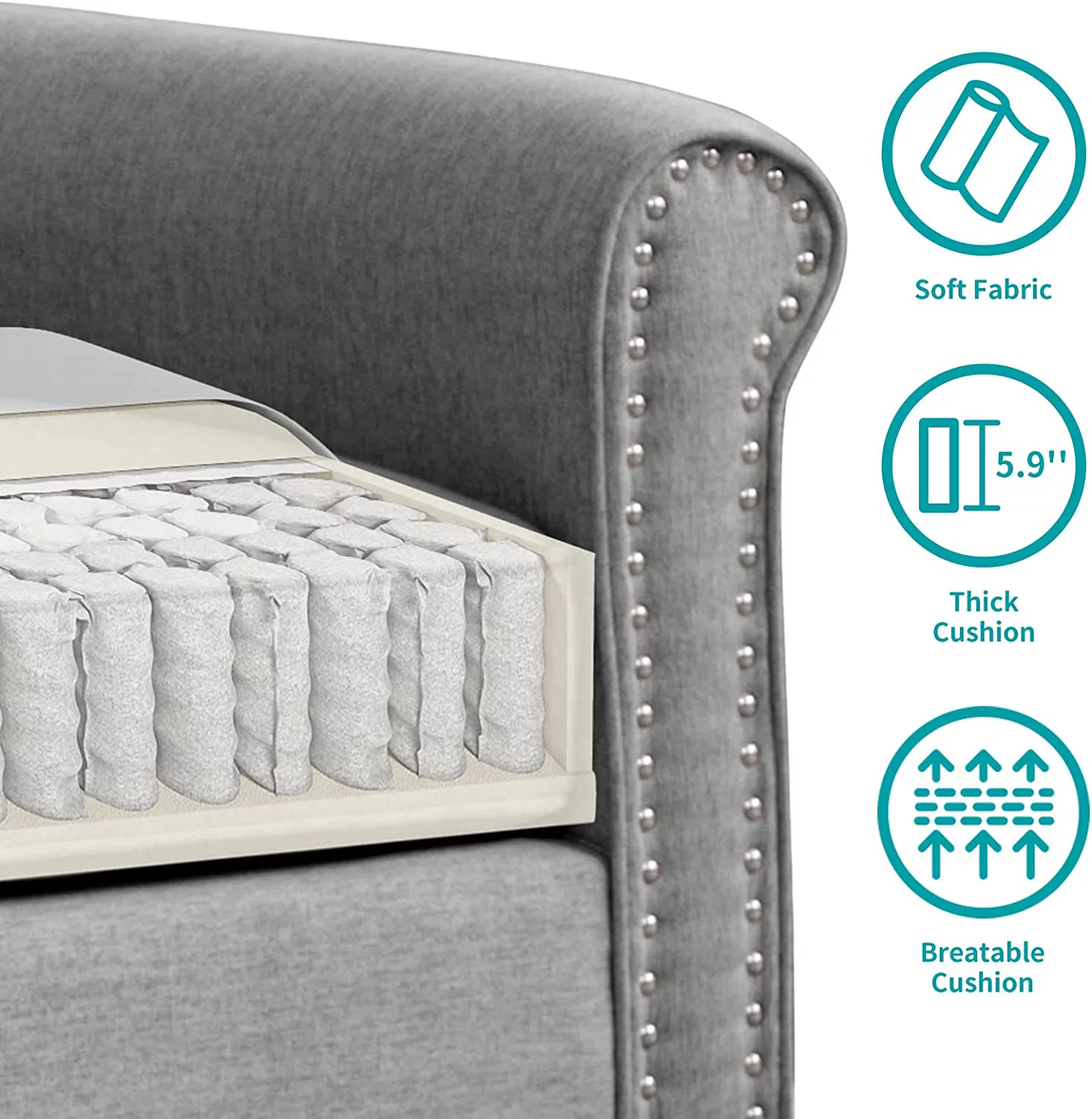 BALUS Living Room Furniture Set, 2 Piece Soft Sofa Couches Set with 5.9