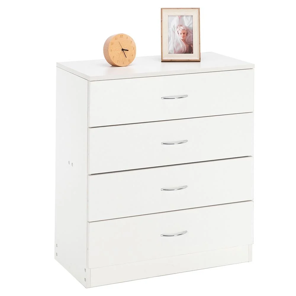 Glavbiku Modern Wood 4 Drawer Nightstand Dresser,Storage Cabinet for Bedroom,White,Adult,28.7