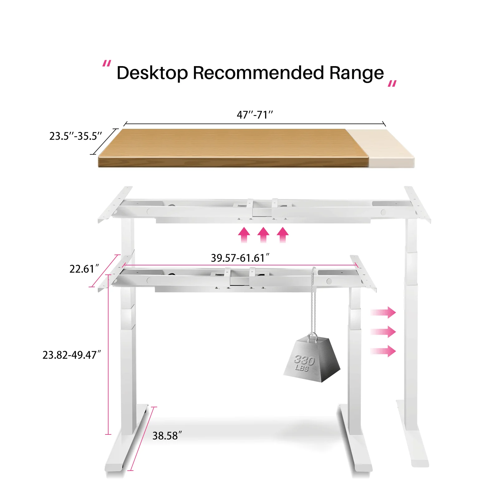 Redlife Electric Standing Desk Frame,Dual Motor Adjustable Height Standing Desk for Office Room