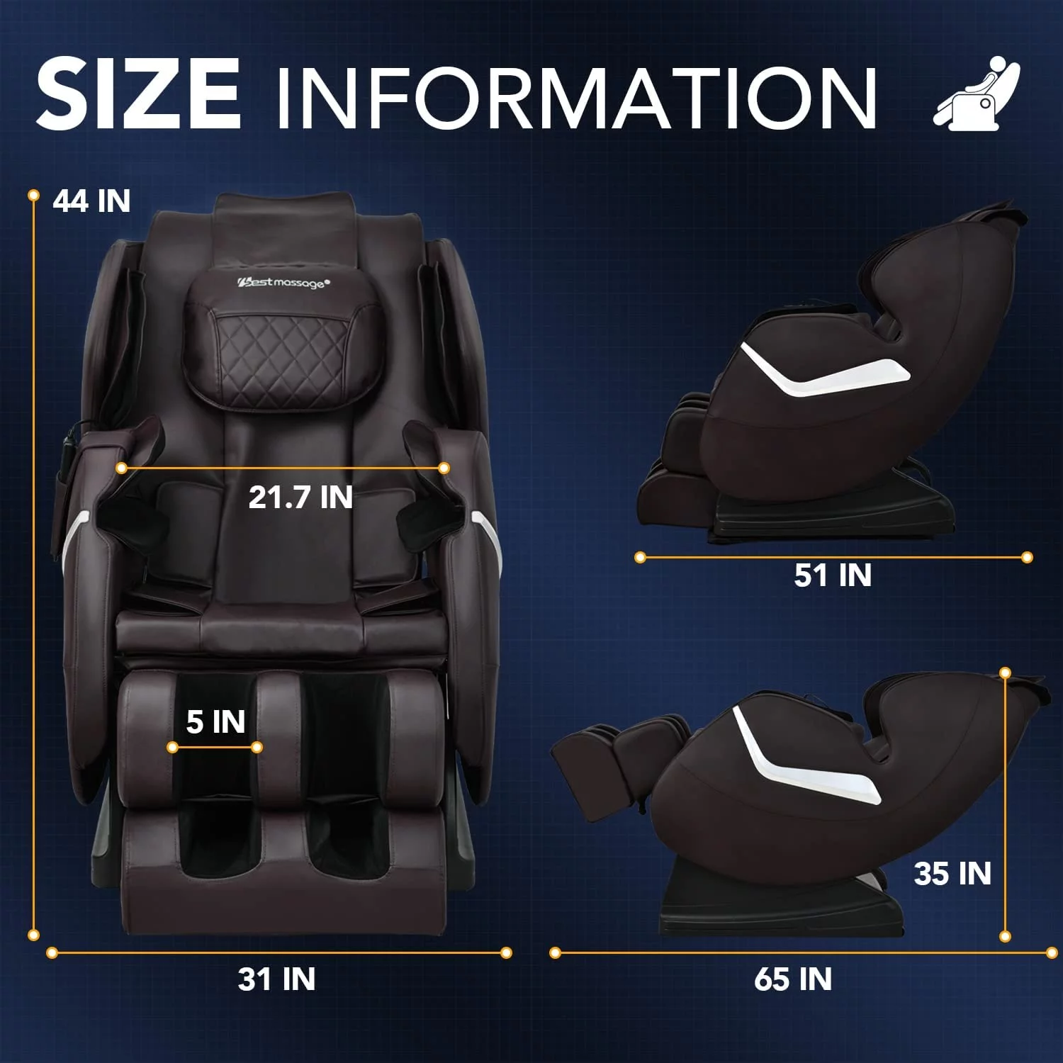 BestMassage Massage Chair,Electric Shiatsu Full Body Zero Gravity Massage Recliner Chair Built-in Heat，Brown