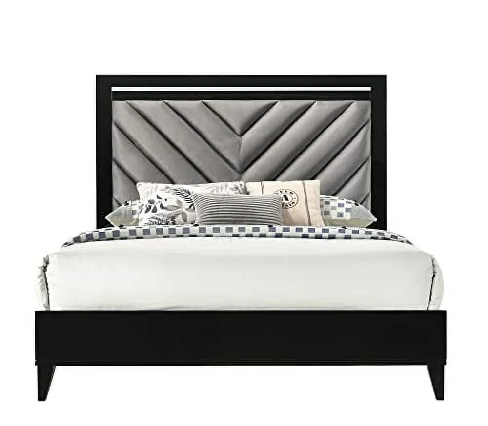 Kings Brand Furniture Madison 6-Piece King Size Black Bedroom Set. Bed, Dresser, Mirror, Chest & 2 Nightstands