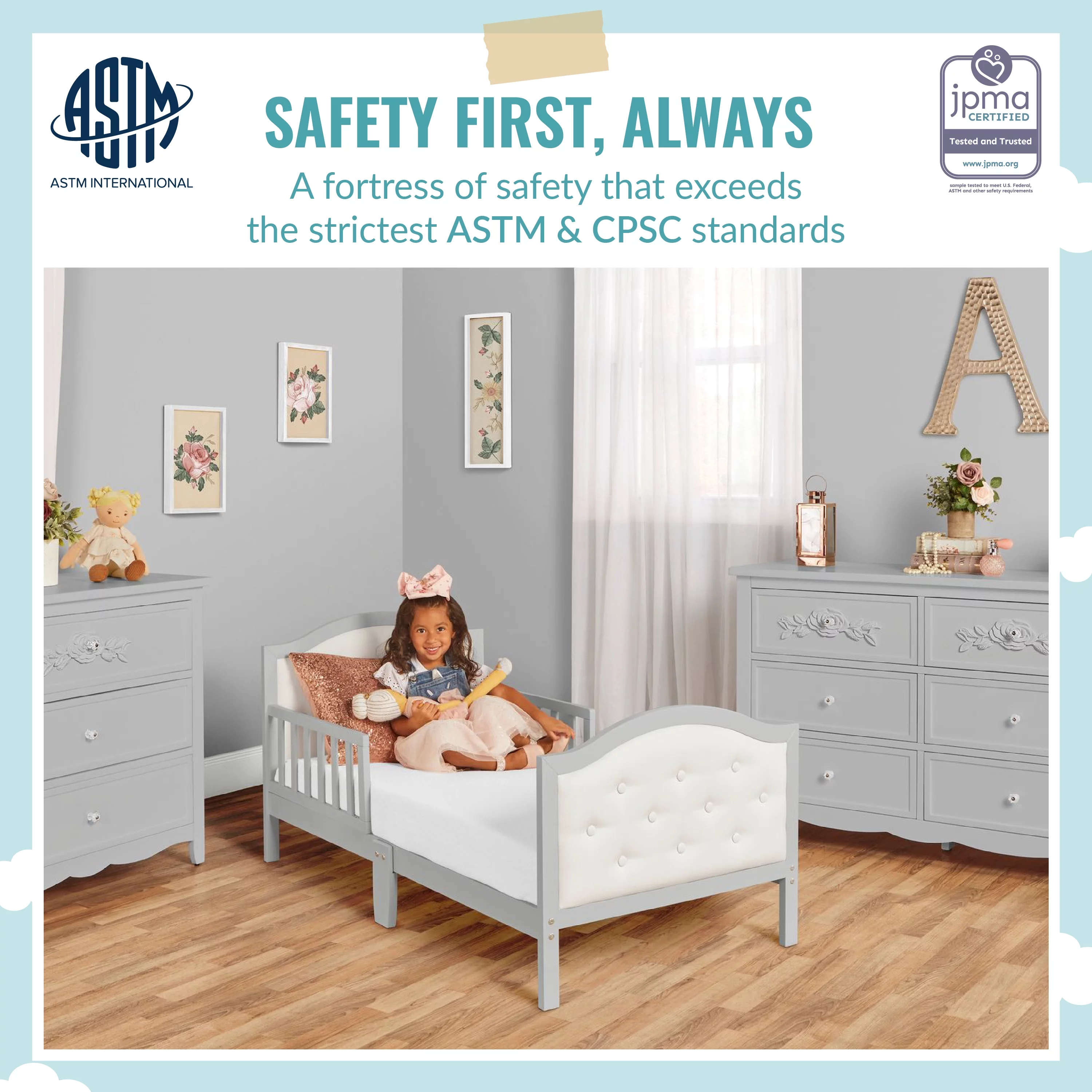 Dream On Me Zinnia Toddler Bed, Grey