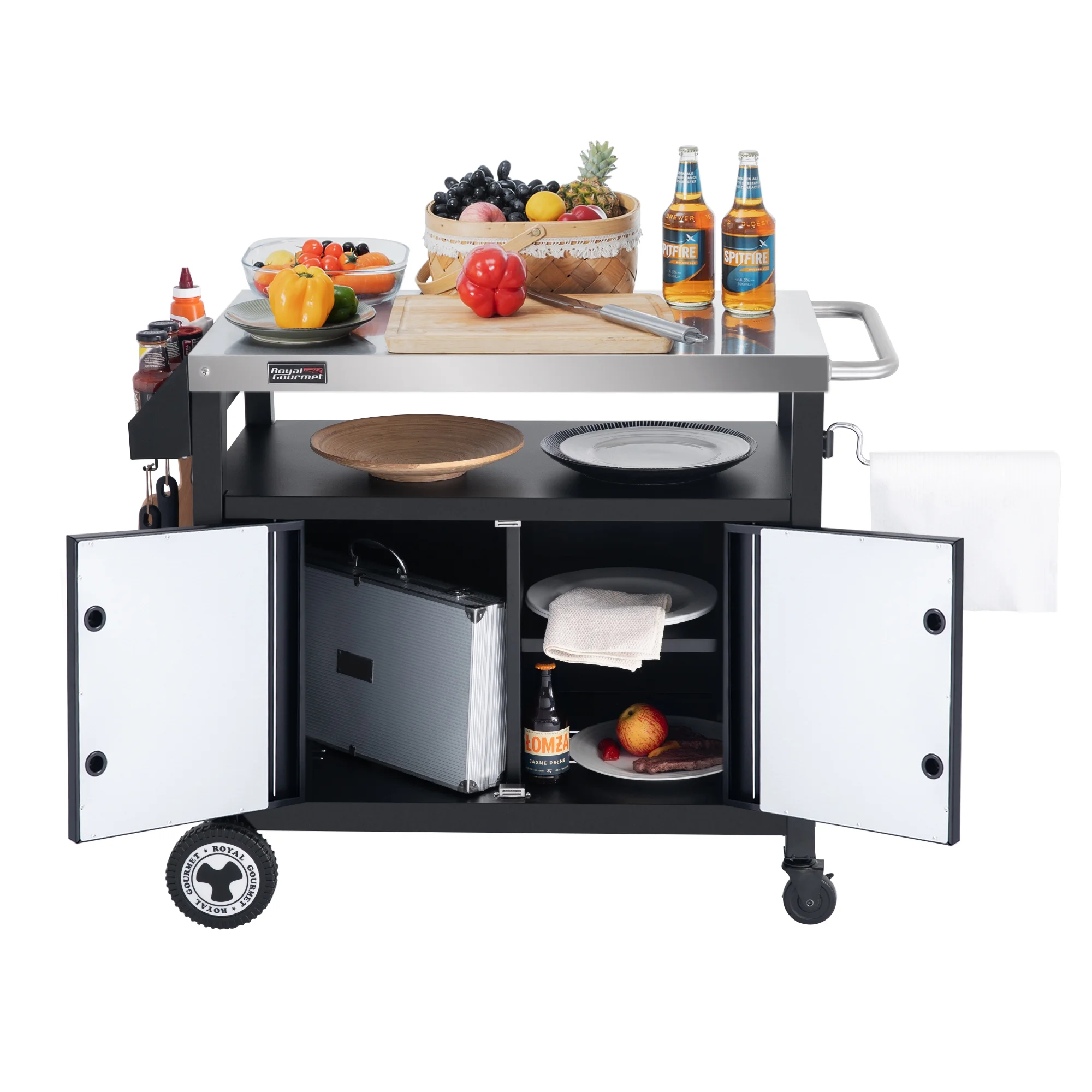 Royal Gourmet PC3403S Movable Kitchen Island Cart