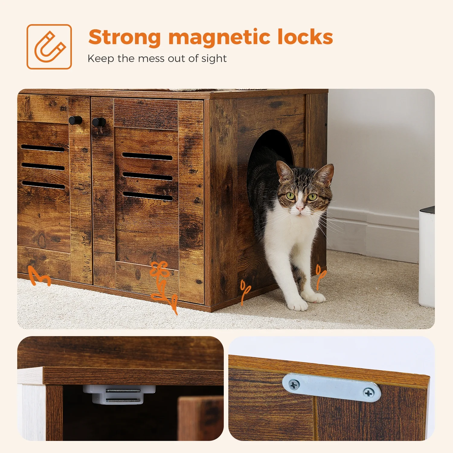 ZephyPaws Cat Tree with Litter Box Enclosure, 50