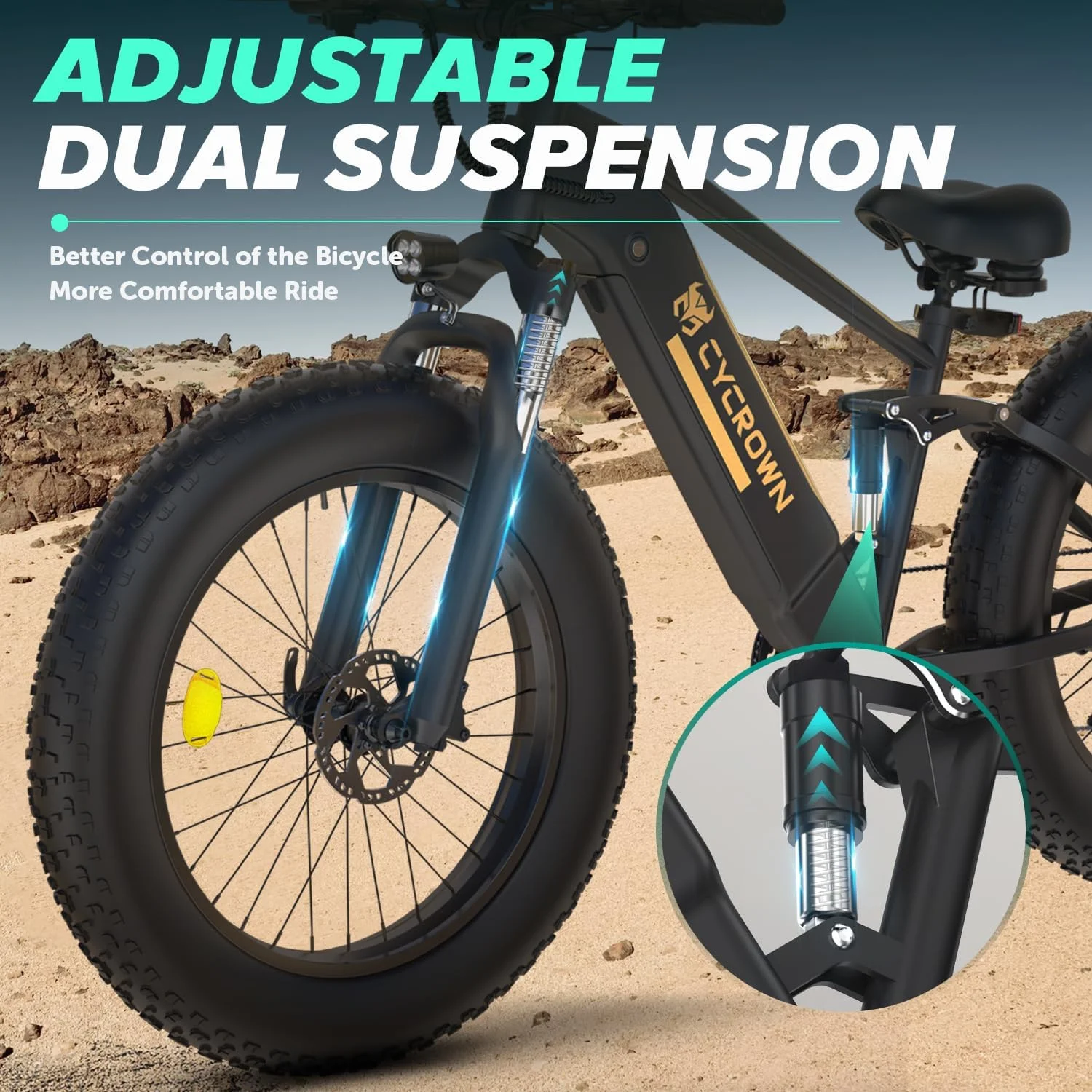 CYCROWN CycUltra-W Electric Bike for Adults, 1000W Powerful Motor 75Miles Ebike, 9 Speed Ebike, 26