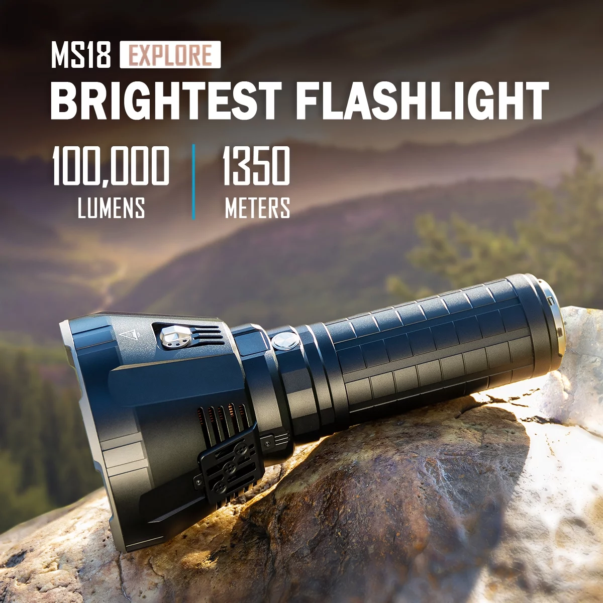 IMALENT MS18 Powerful Flashlight 100000 Lumens, LED Rechargeable Flashlight with OLED Display Cooling Fans 9 Modes Waterproof Tactical Torch for Searching Camping