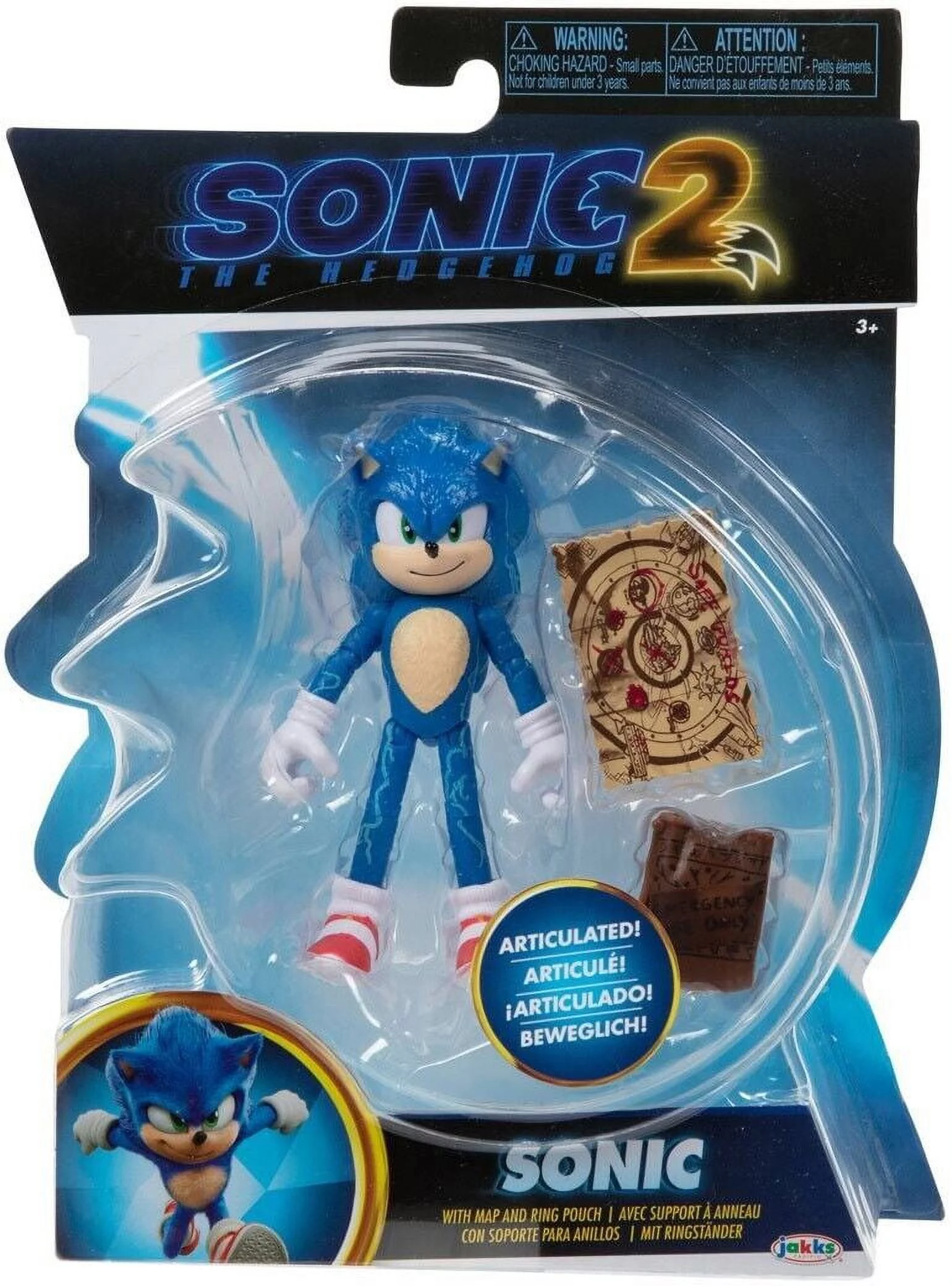 Sonic 2 Movie 4 Inch Figures Sonic with Map & Pouch