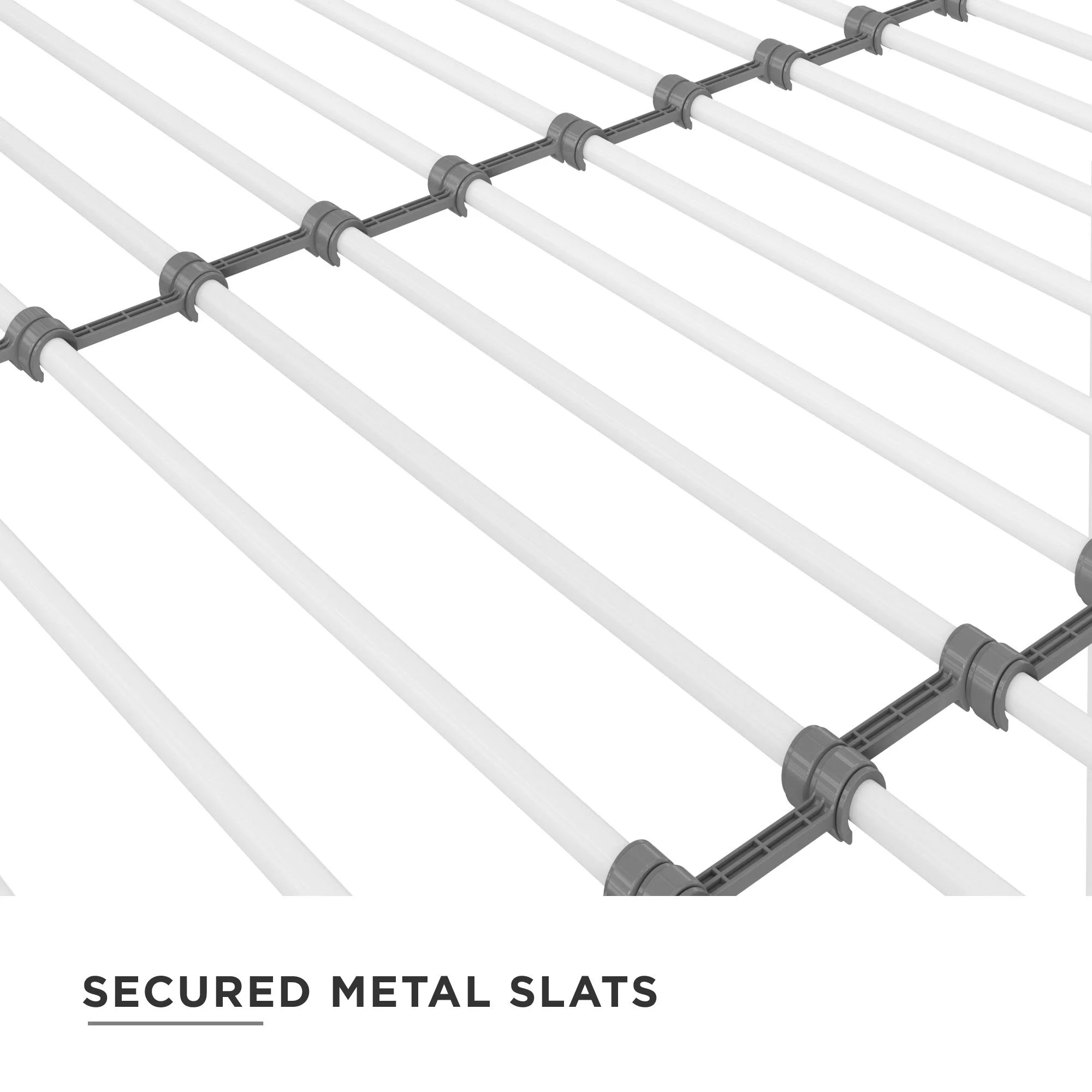 DHP Shawn Full Metal Loft Bed with Desk, Off White/Off White