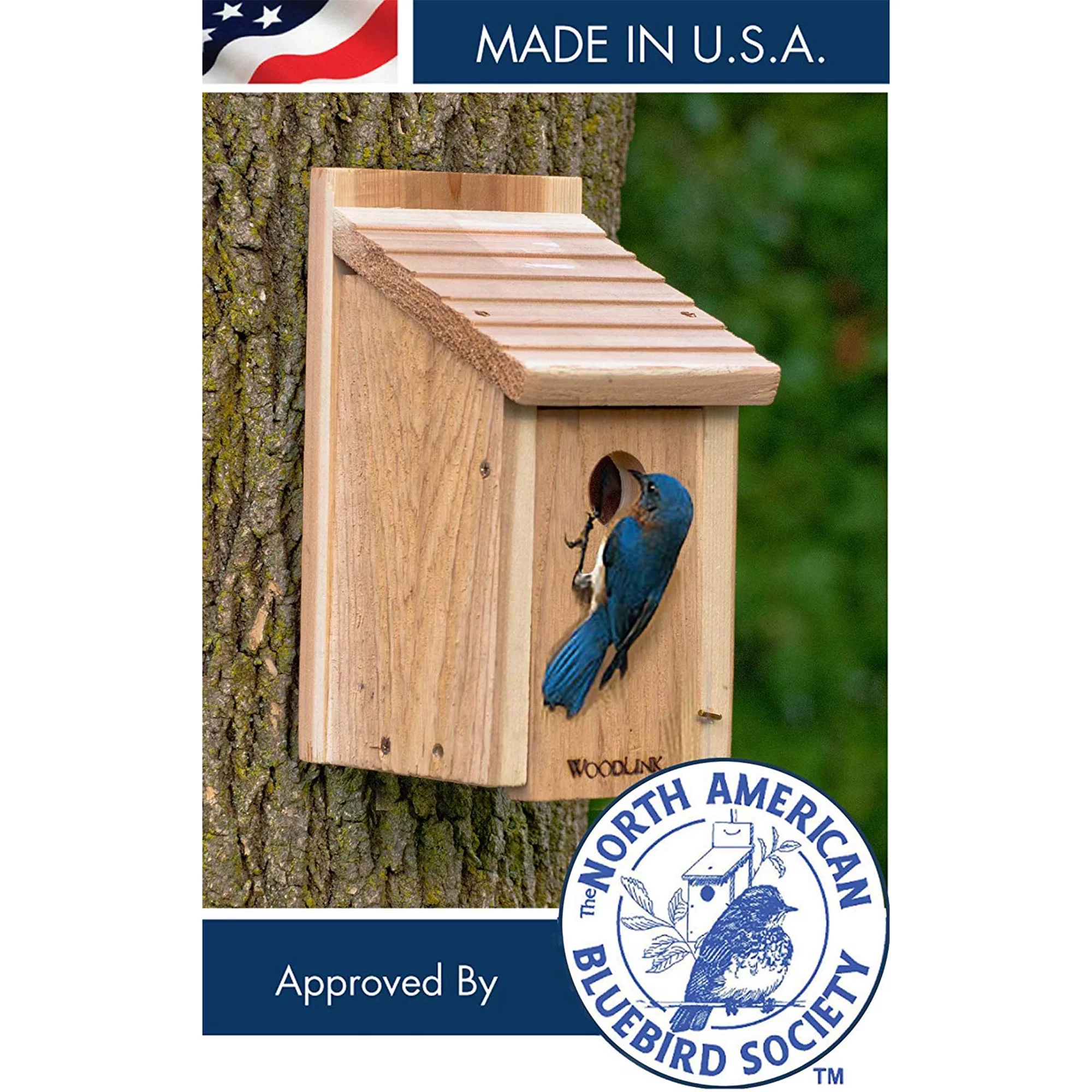 Woodlink 24301 BB1 Wooden Natural Inland Red Cedar Bluebird Bird House Box