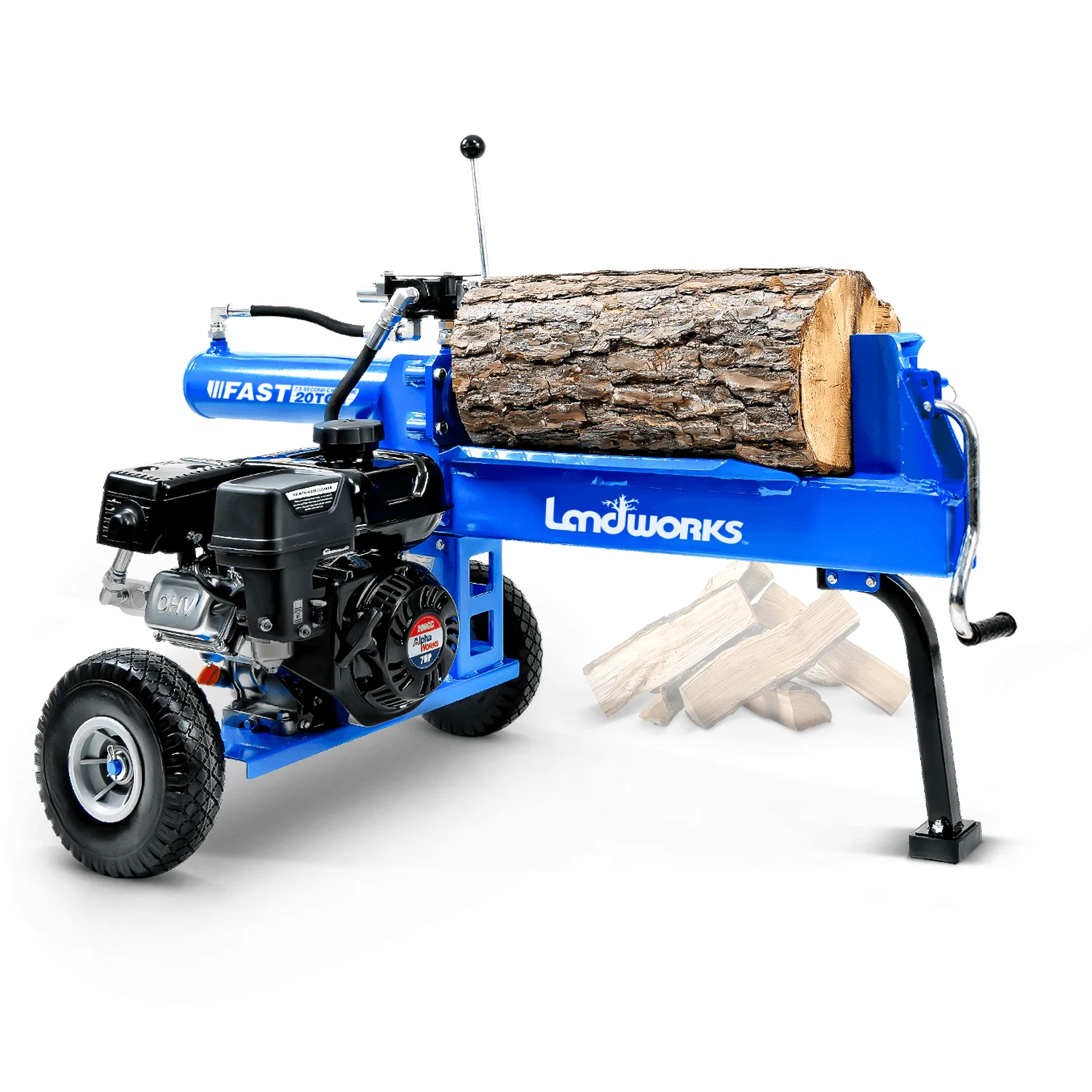 Landworks 20-Ton Log Splitter - 7HP 209CC Gas Engine, 16