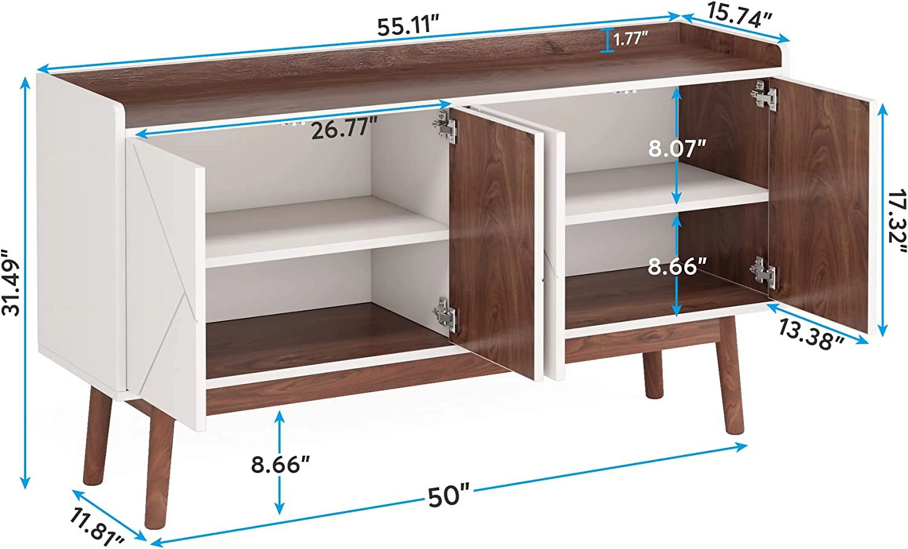 Buffet Cabinet with Storage, Kitchen Sideboard Buffet Table 55
