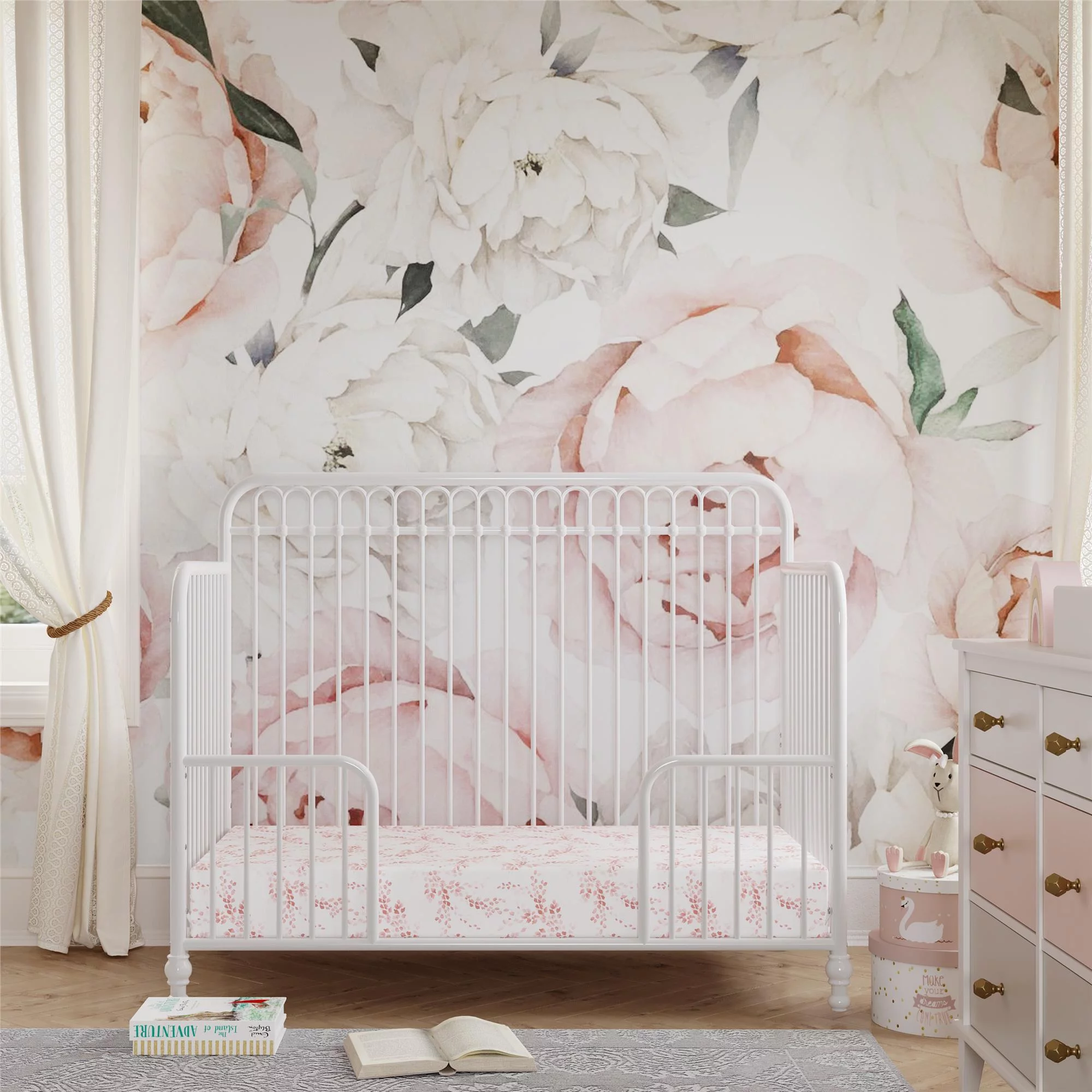 Little Seeds Ivy 3-in-1 Convertible Metal Crib, Off White