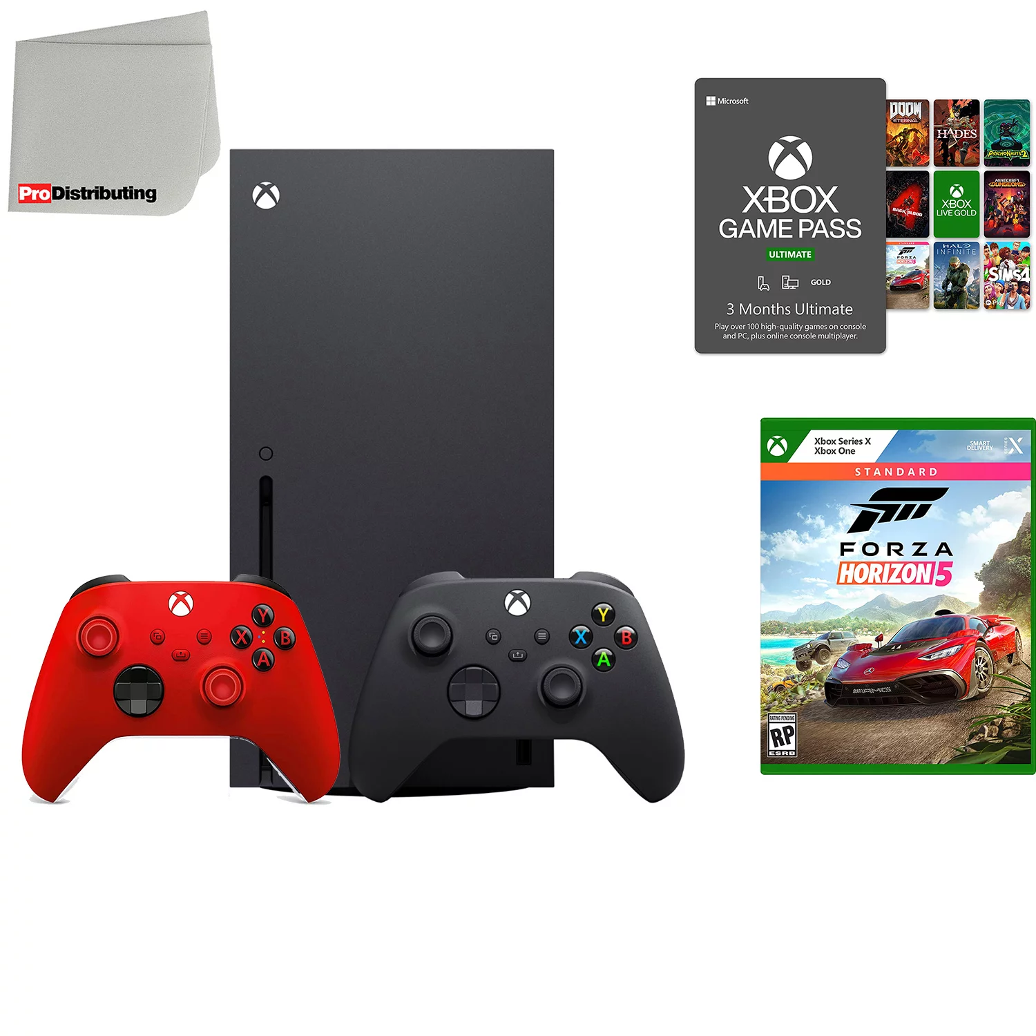 Microsoft Xbox Series X 1TB Video Game Console with Extra Wireless Controller - Pulse Red - Forza Horizon 5 Standard Edition, 3-Month Game Pass Ultimate and Microfiber Cleaning Cloth