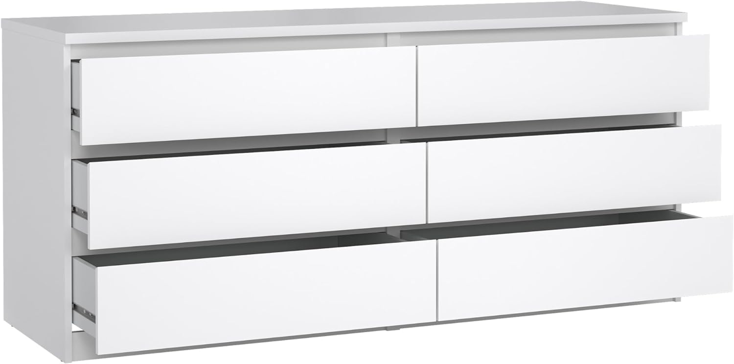 ONKER Scottsdale 6 Drawer Double Dresser, White High Gloss