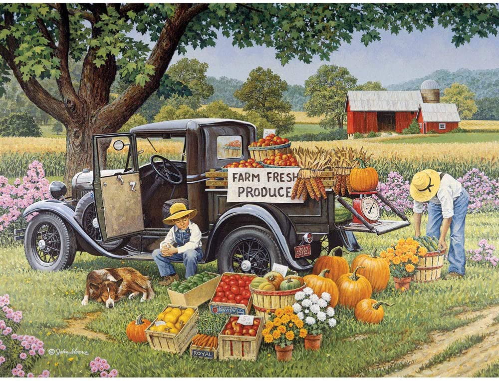 Bits and Pieces - 300 Piece Jigsaw Puzzle for Adults - Home Grown by Artist John Sloane - Measures 18