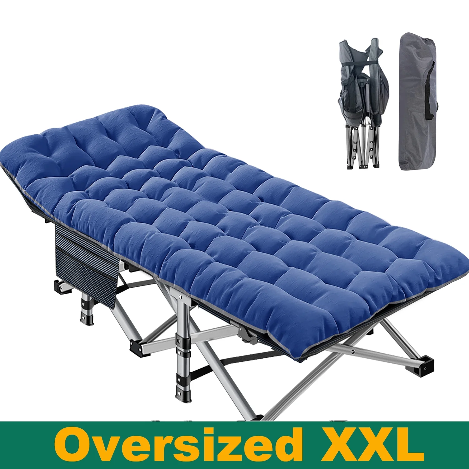 ABORON Oversized XL Folding Sleeping Cots for Adults, 900lb Loading Double-Layer 1200D, Heavy Duty Guest Bed W/Mattress & Carrying Bag