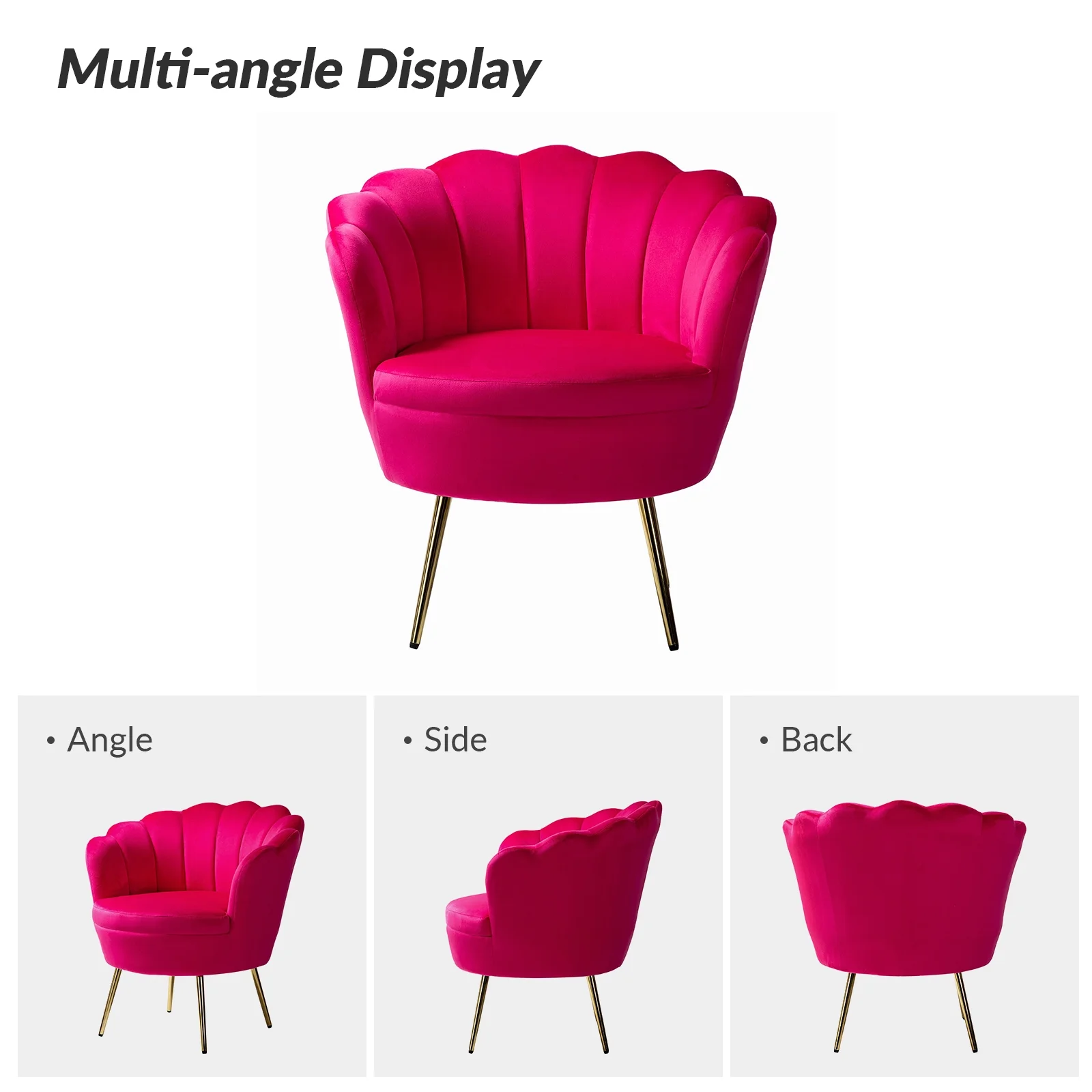 Seashell Upholstery Armchair Velvet Lounge Barrel Chair Gold Legs Home Living Room Bedroom