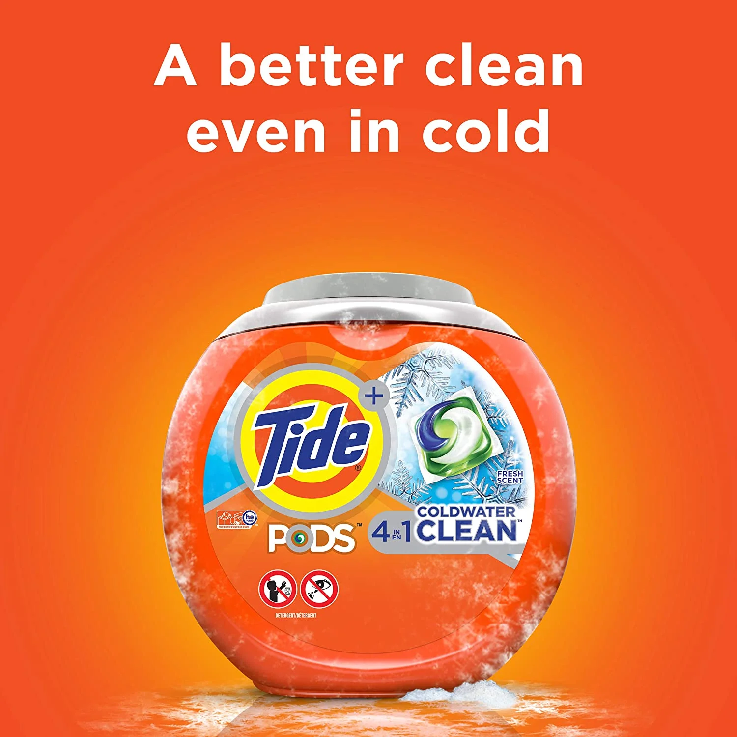 Tide Pods Coldwater Clean Liquid Laundry Detergent Pacs, Fresh Scent, 61 Count