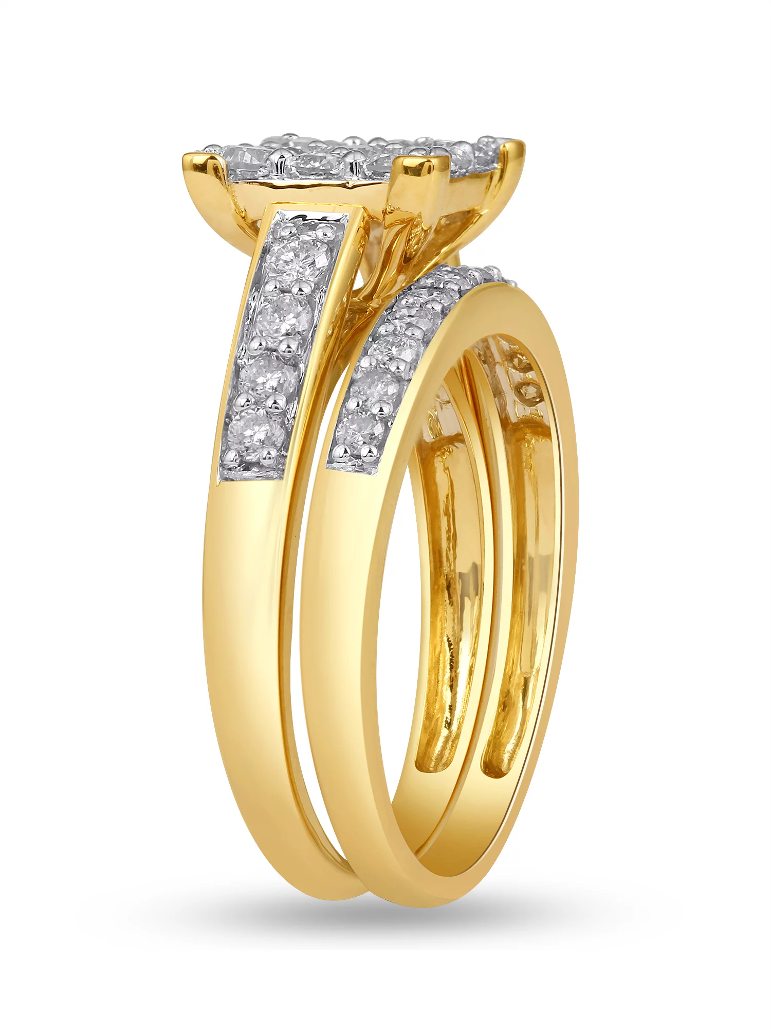 Forever Bride 1.00 Carat T.W. Diamond Wedding Ring Set in 10K Yellow Gold (L, I2-I3)