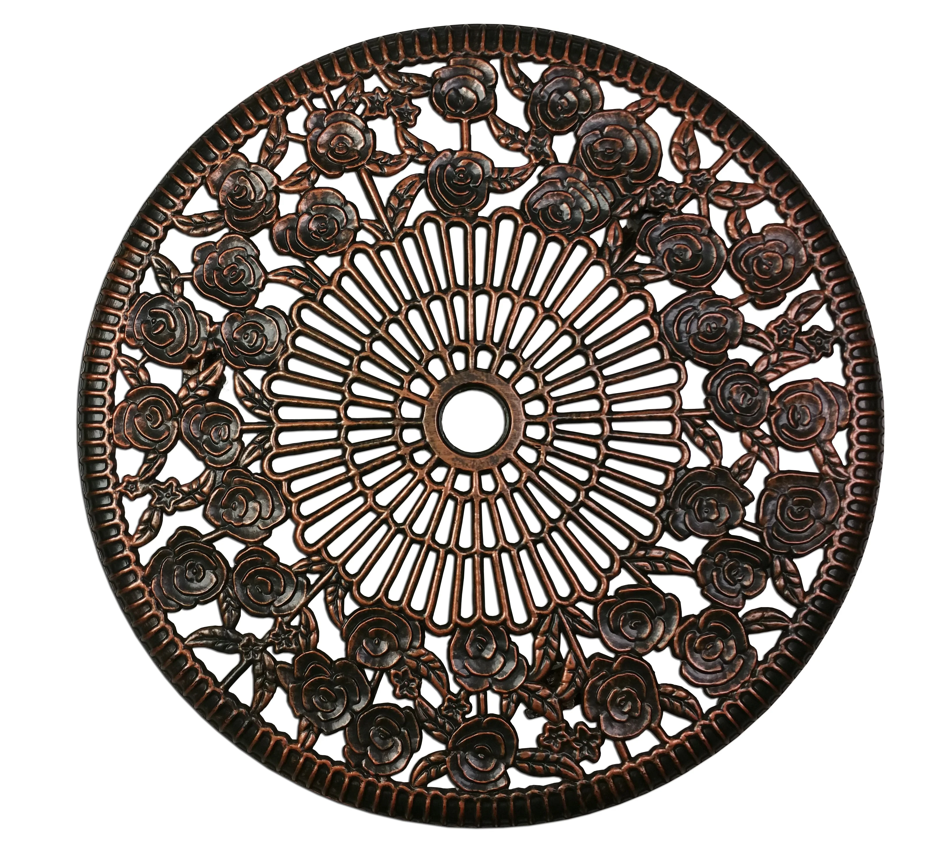 Cast Aluminum Metal Antique Bronze 3 Piece Patio Rose Bistro Set