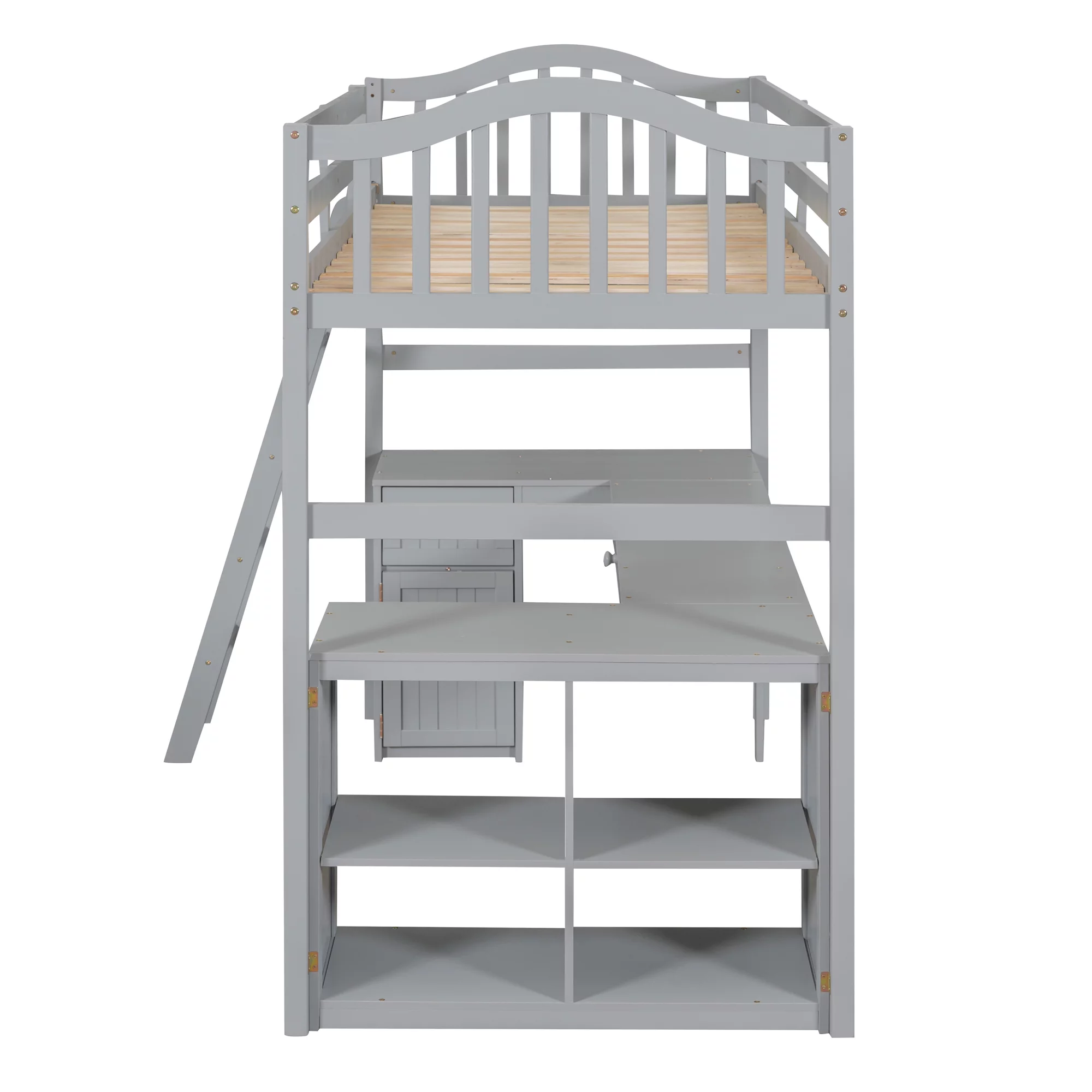 CoSoTower Twin size Loft Bed with Drawers, Cabinet, Shelves and Desk, Wooden Loft Bed with Desk - Gray
